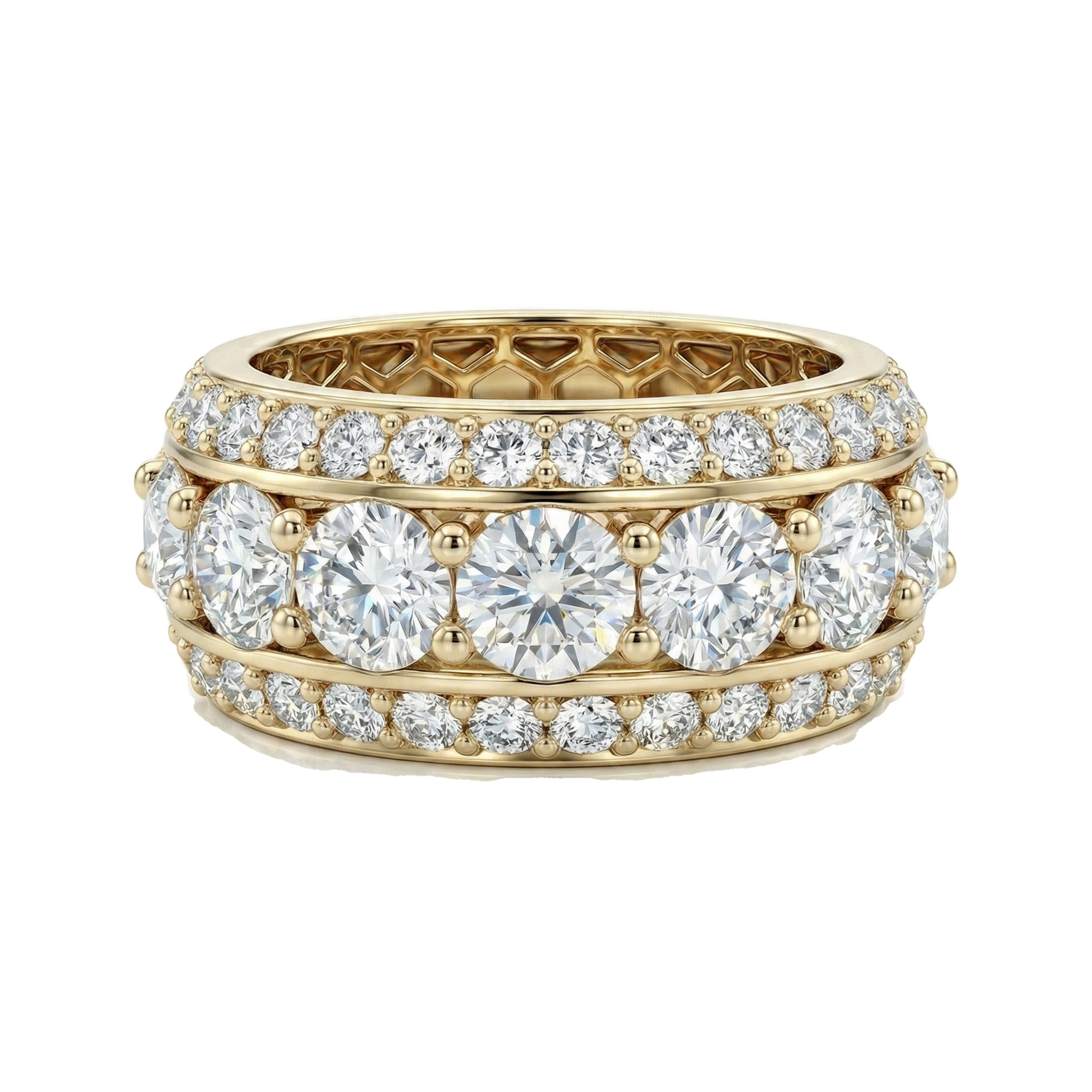 6.50 ct EF VS Lab Grown Diamond Mens Wedding Band in 10k Yellow Gold