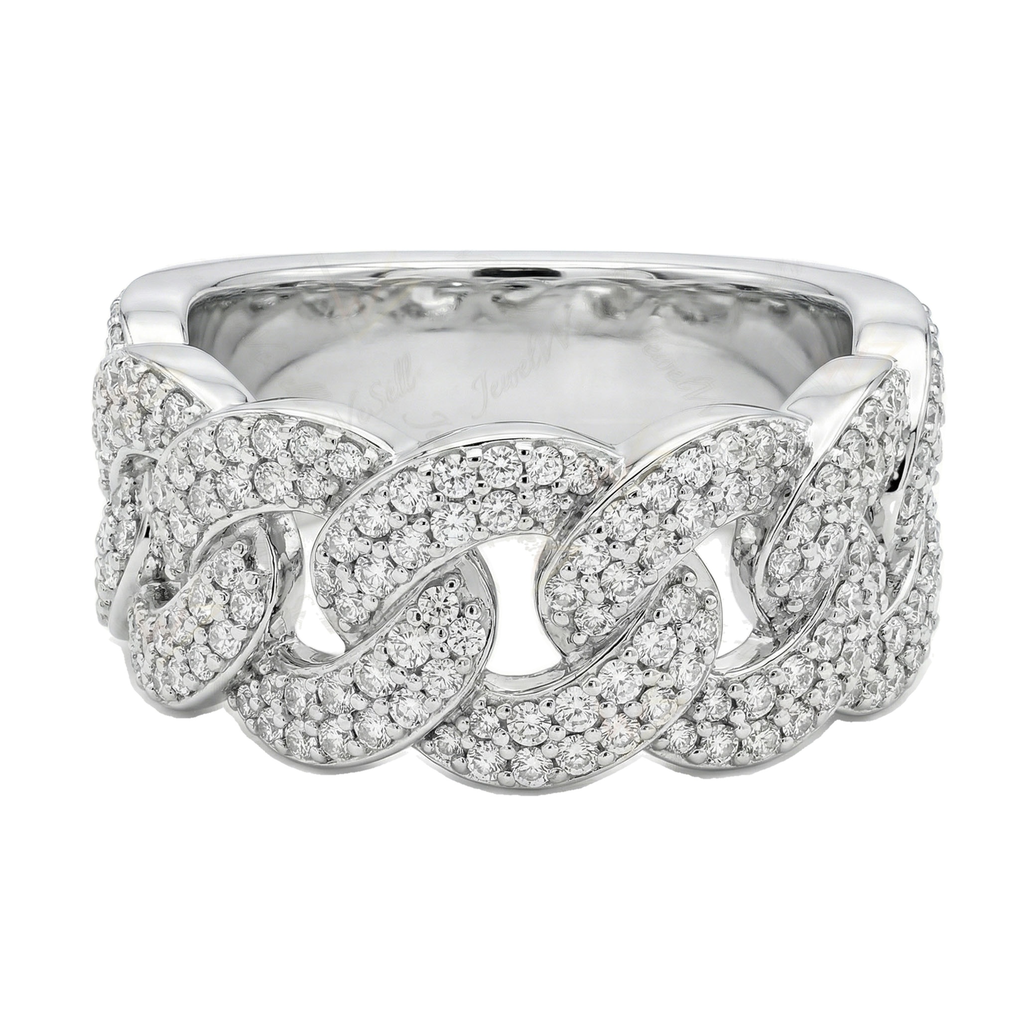 1.20 ct EF VS Lab Grown Diamond Mens Cuban Ring in 10k White Gold