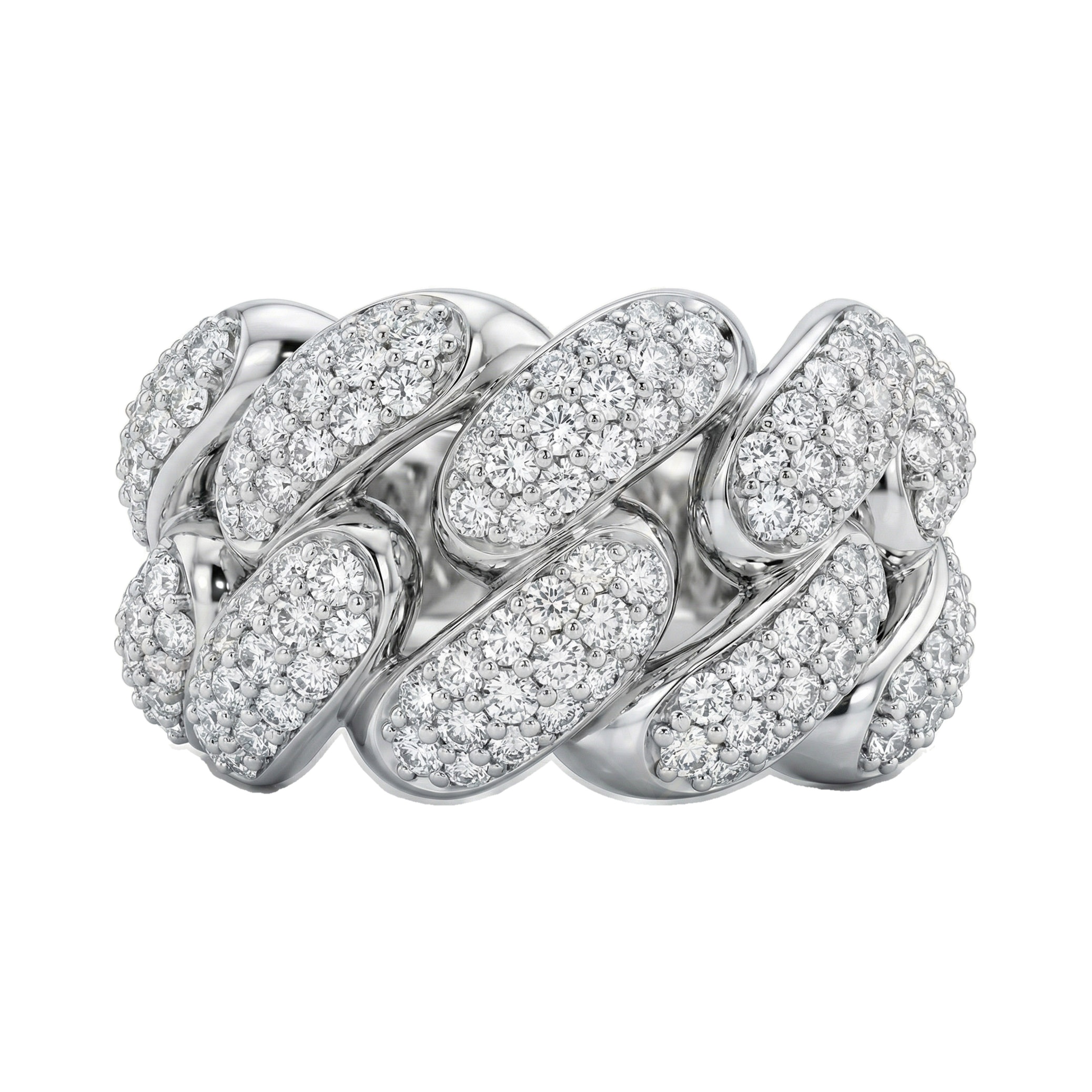 4.80 ct EF VS Lab Grown Diamond Mens Cuban Ring in 10k White Gold