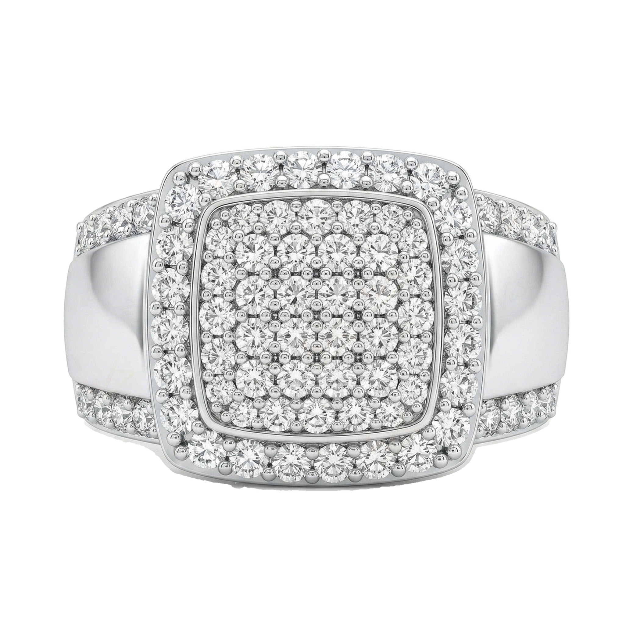 2.50 ct EF VS Lab Grown Diamond Mens Statement Ring in 14k White Gold