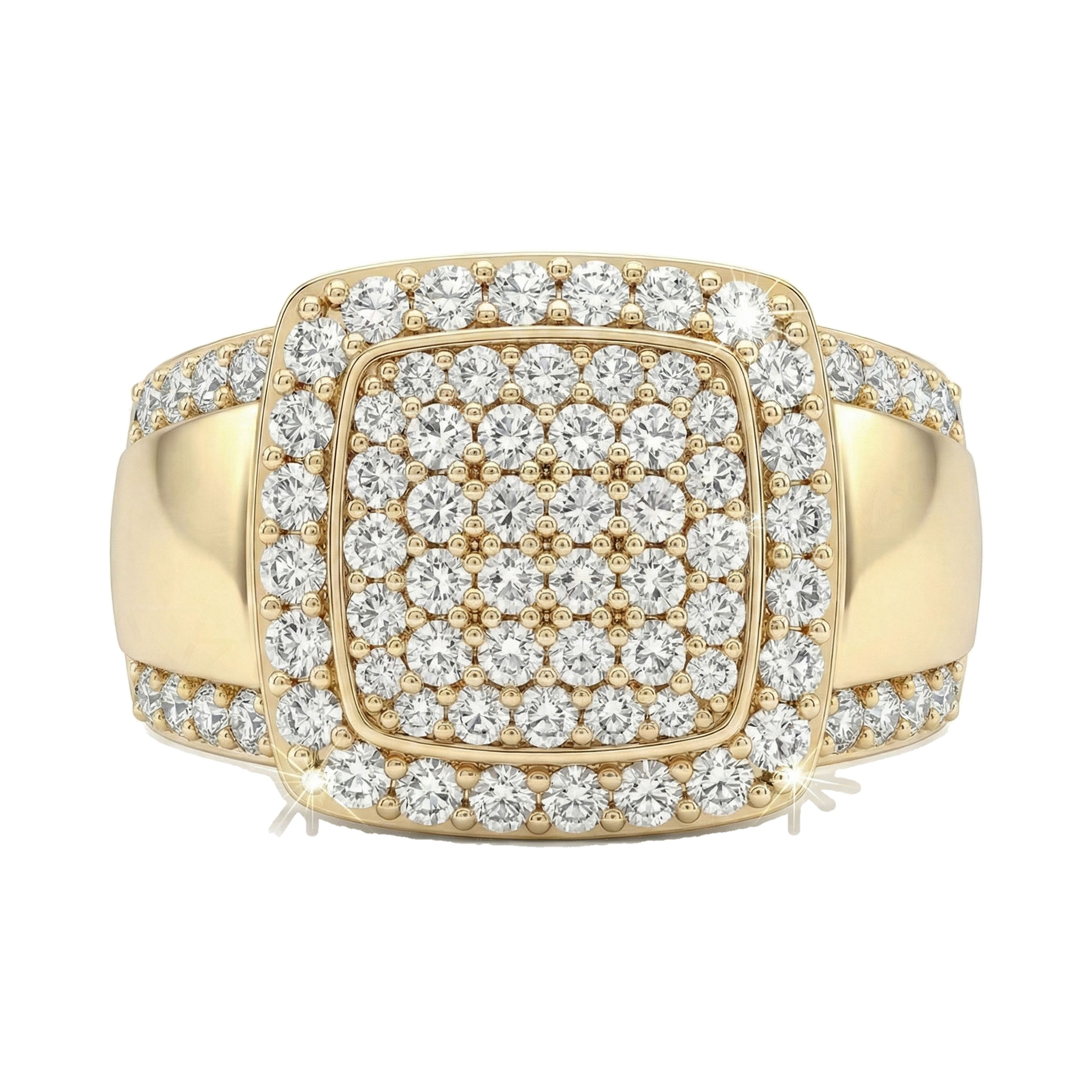 2.50 ct EF VS Lab Grown Diamond Mens Statement Ring in 14k Yellow Gold