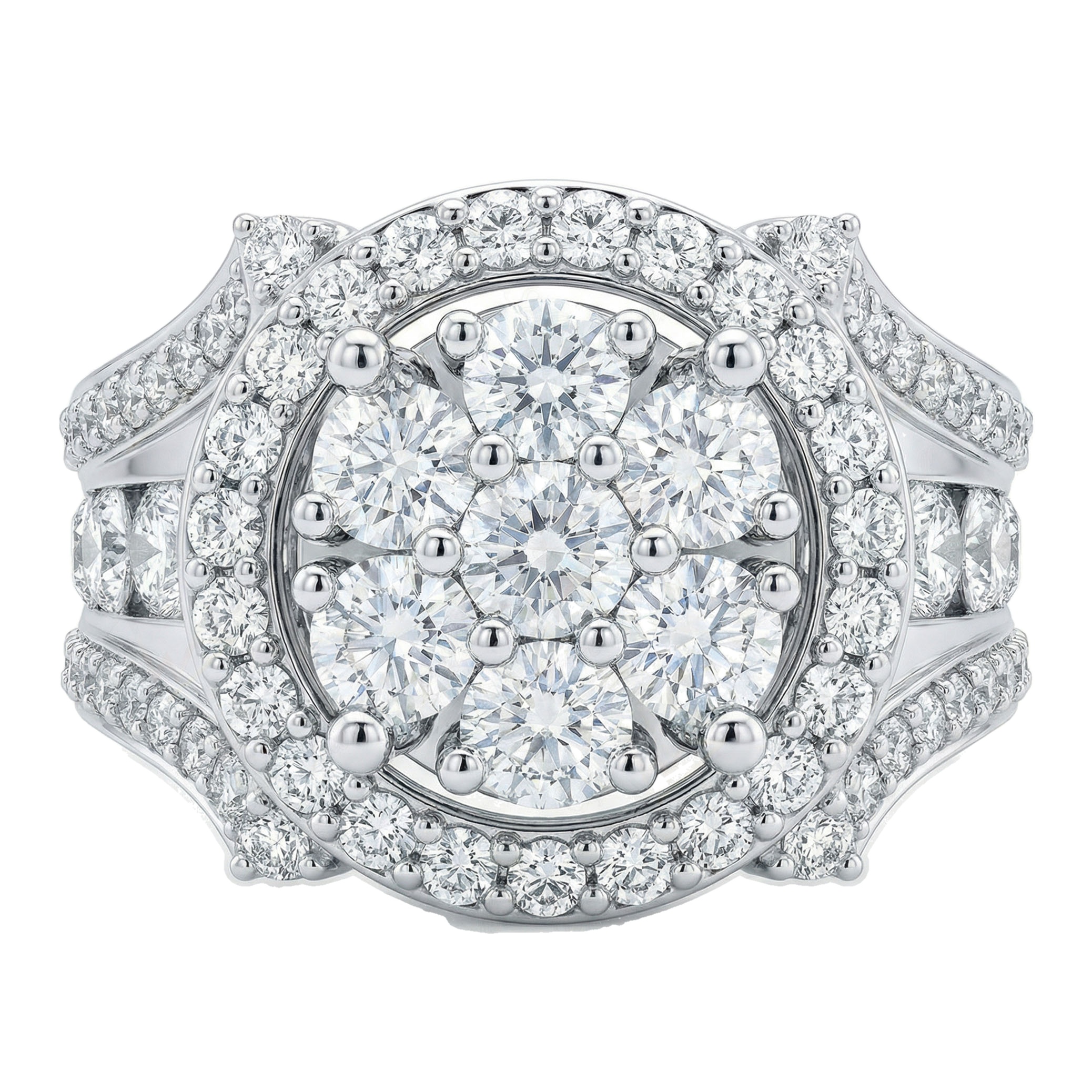 3.60 ct EF VS Lab Grown Diamond Mens Statement Ring in 14k White Gold