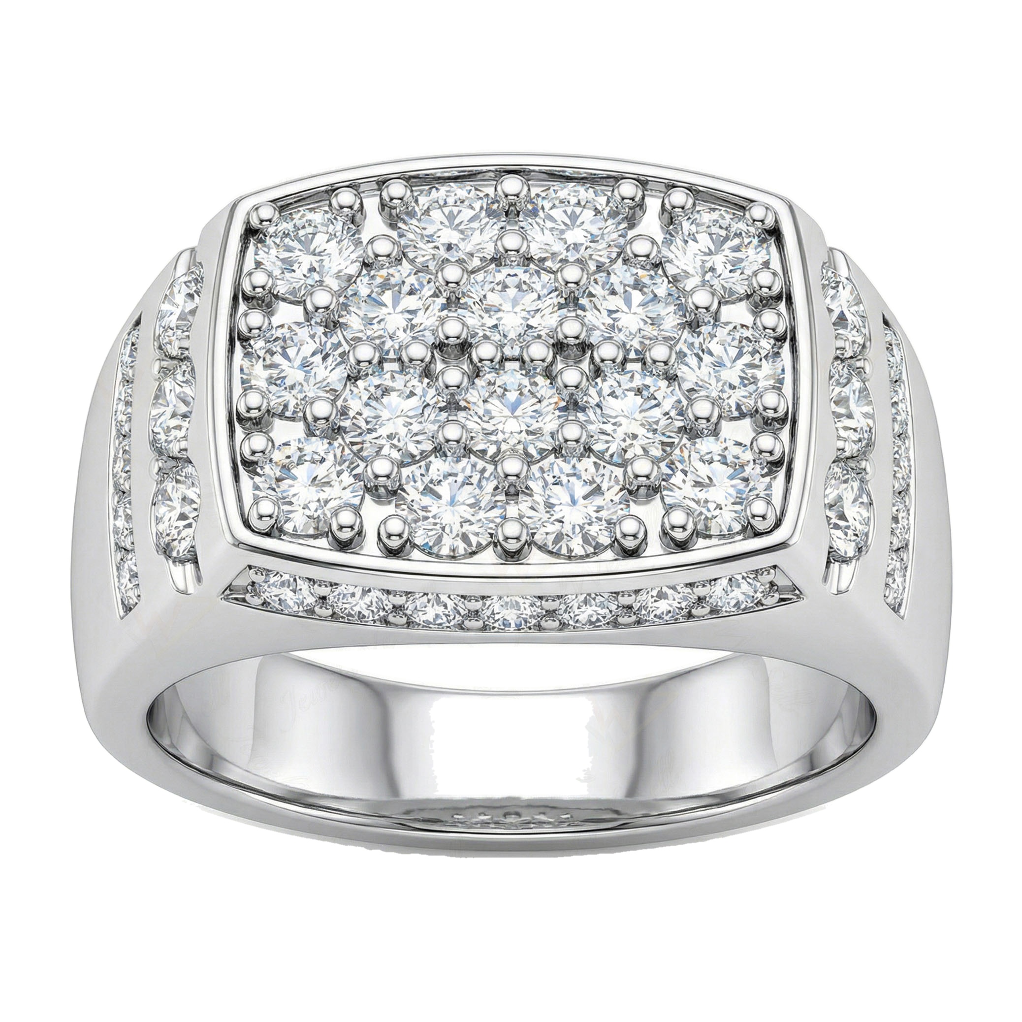 2.90 ct EF VS Lab Grown Diamond Mens Statement Ring in 10k White Gold