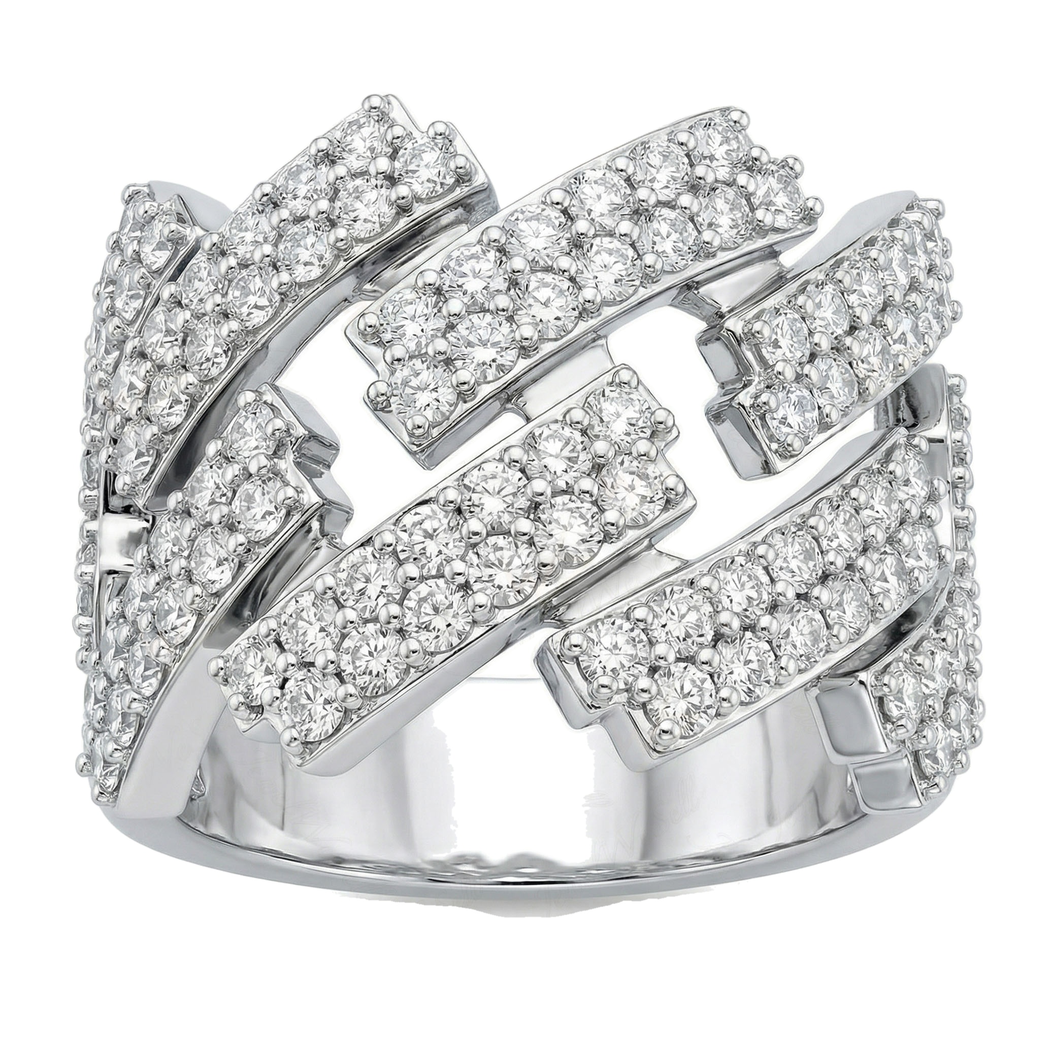 2.50 ct EF VS Lab Grown Diamond Mens Cuban Ring in 14k White Gold