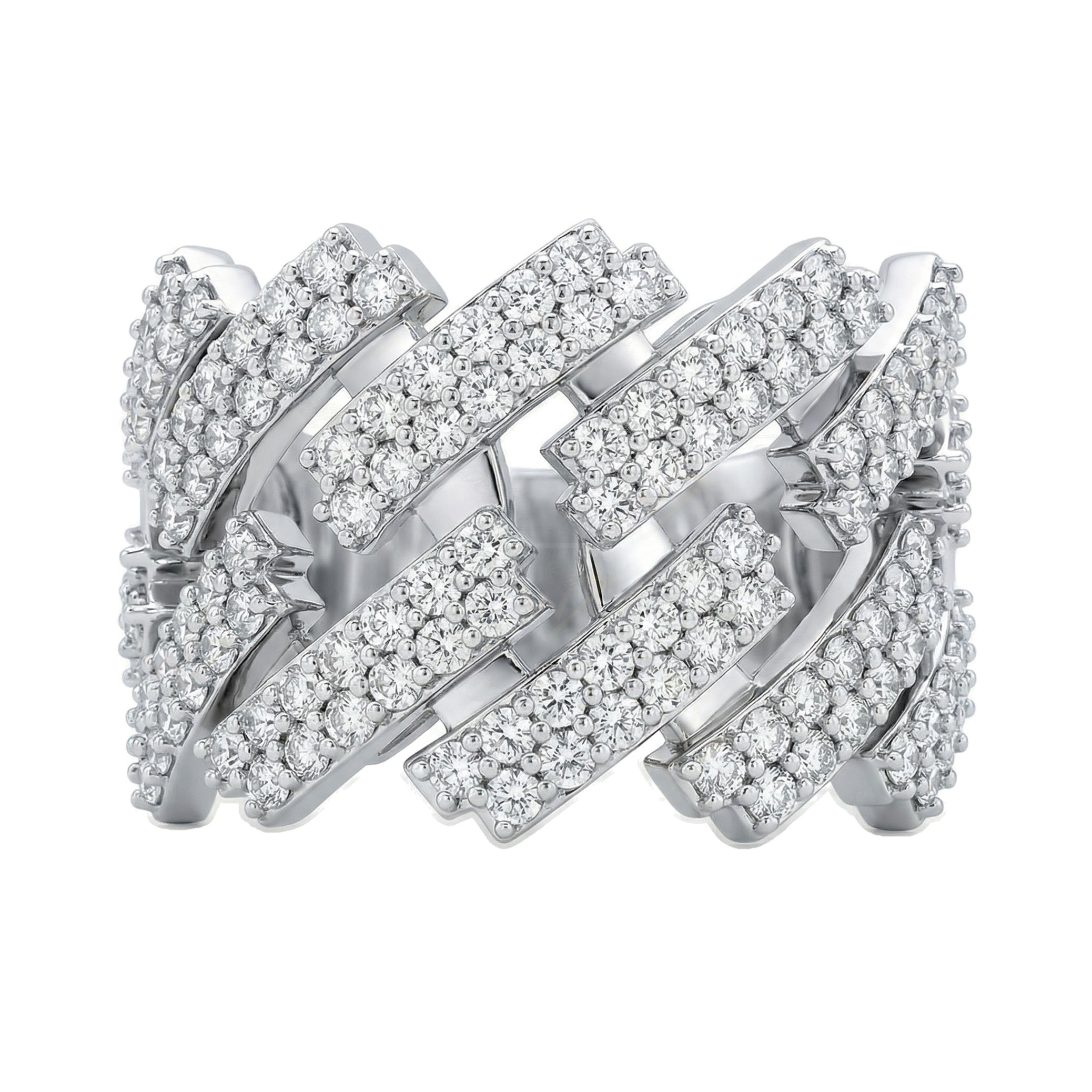 1.60 ct EF VS Lab Grown Diamond Mens Cuban Ring in 10k White Gold