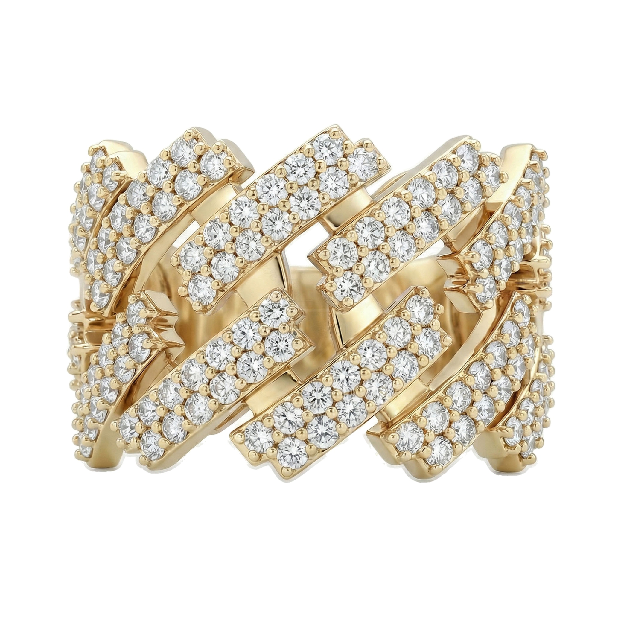 1.60 ct EF VS Lab Grown Diamond Mens Cuban Ring in 10k Yellow Gold