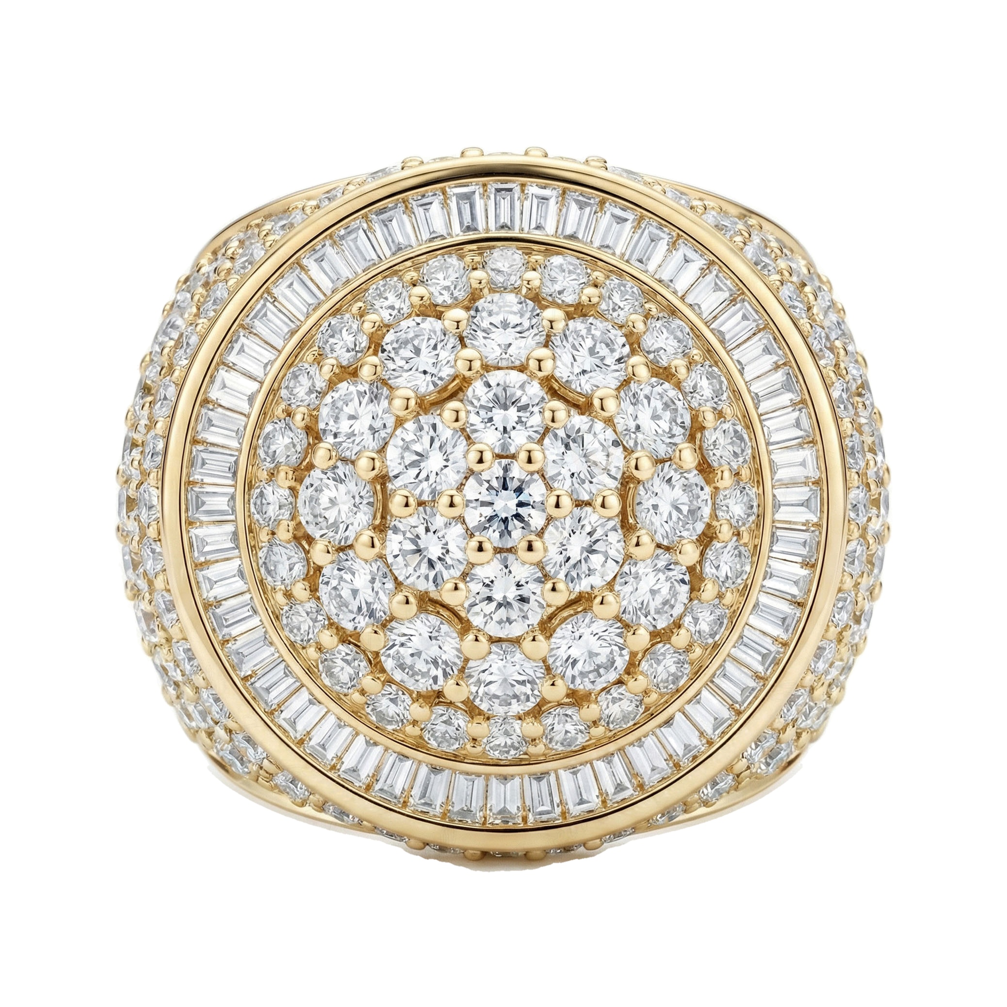 4.75 ct EF VS Lab Grown Diamond Mens Statement Ring in 14k Yellow Gold