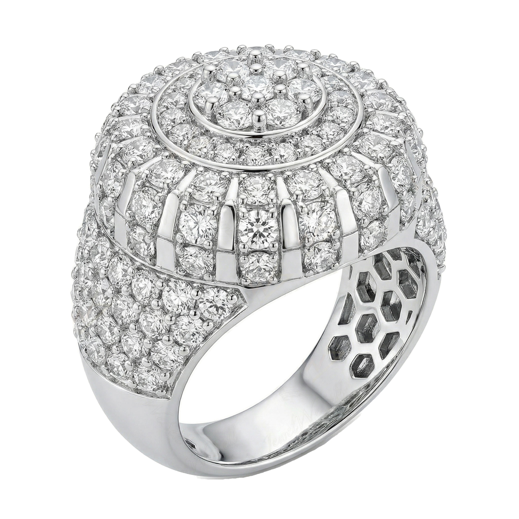 2.66 ct EF VS Lab Grown Diamond Mens Statement Ring in 10k White Gold