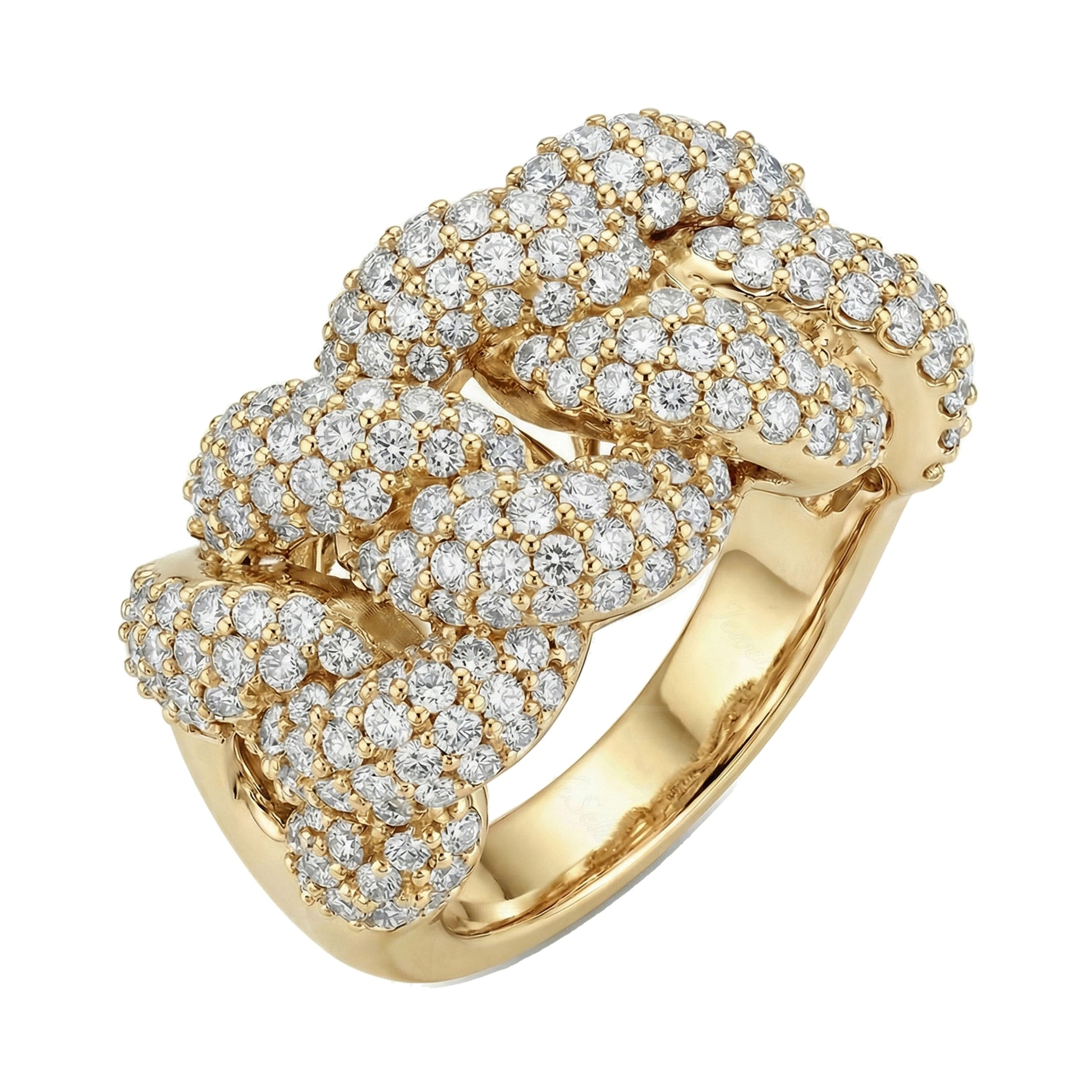 4.00 ct EF VS Lab Grown Diamond Mens Cuban Ring in 14k Yellow Gold