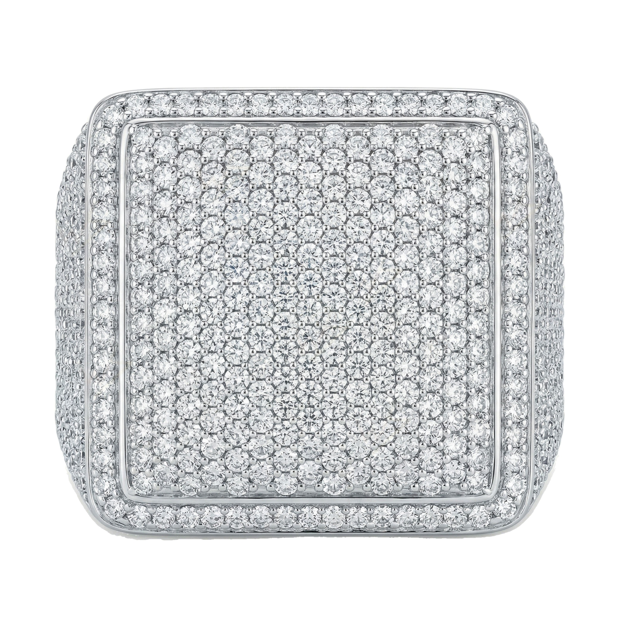 10.33 ct EF VS Lab Grown Diamond Mens Statement Ring in 10k White Gold