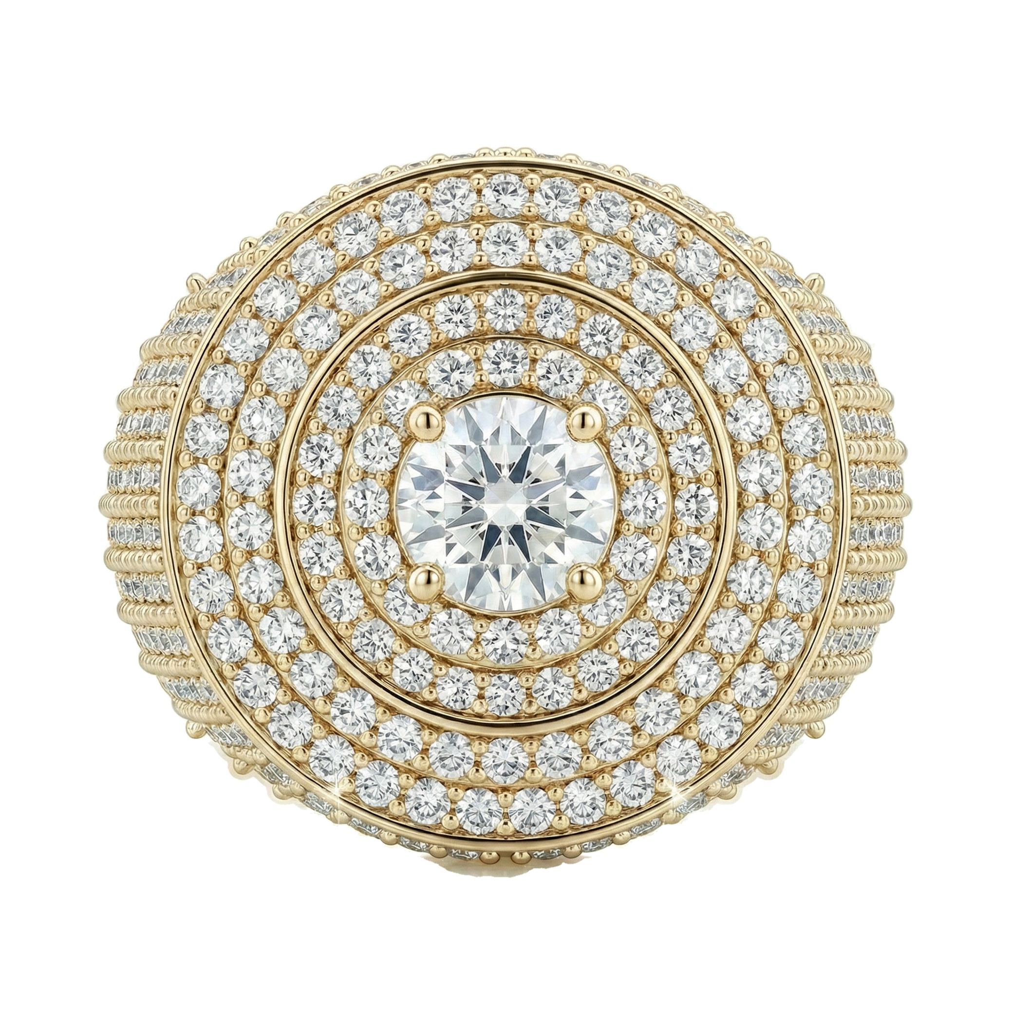 4.80 ct EF VS Lab Grown Diamond Mens Statement Ring in 10k Yellow Gold