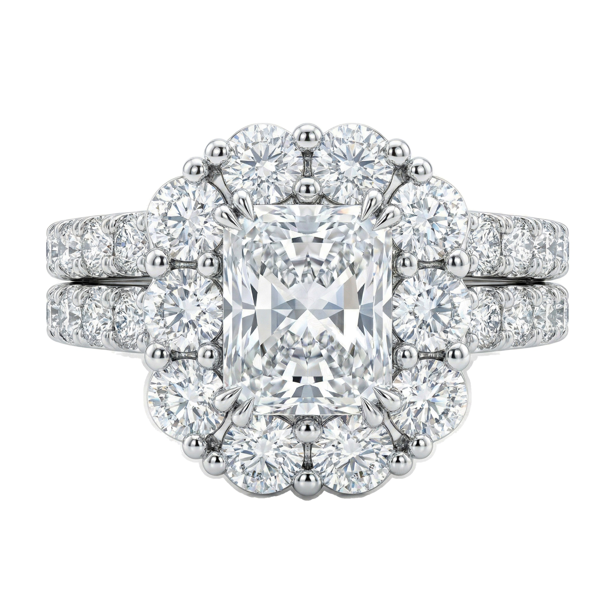 2.50 ct EF VS Lab Grown Diamond Halo Engagement Set in 10k White Gold