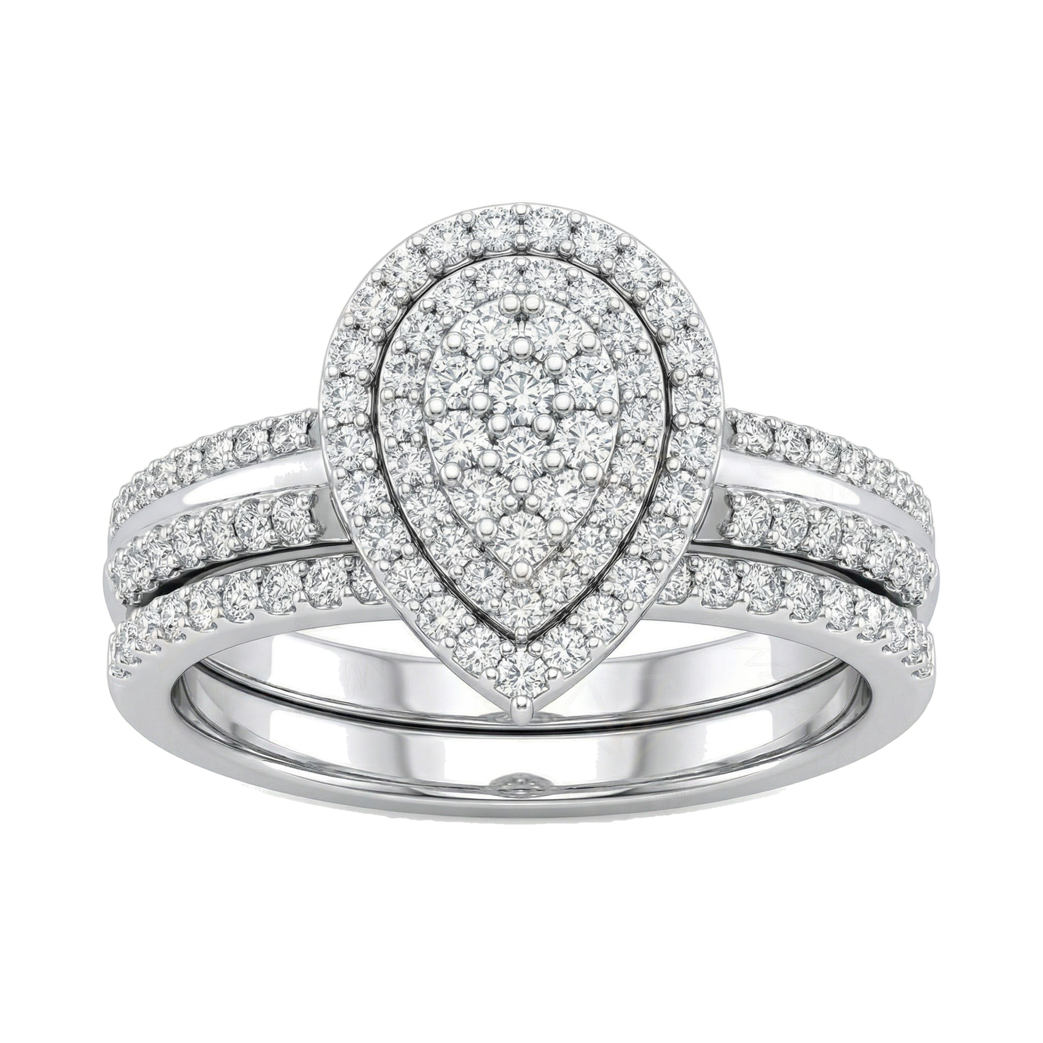 0.75 ct EF VS Lab Grown Diamond Pear Cluster Engagement Set in 10k White Gold