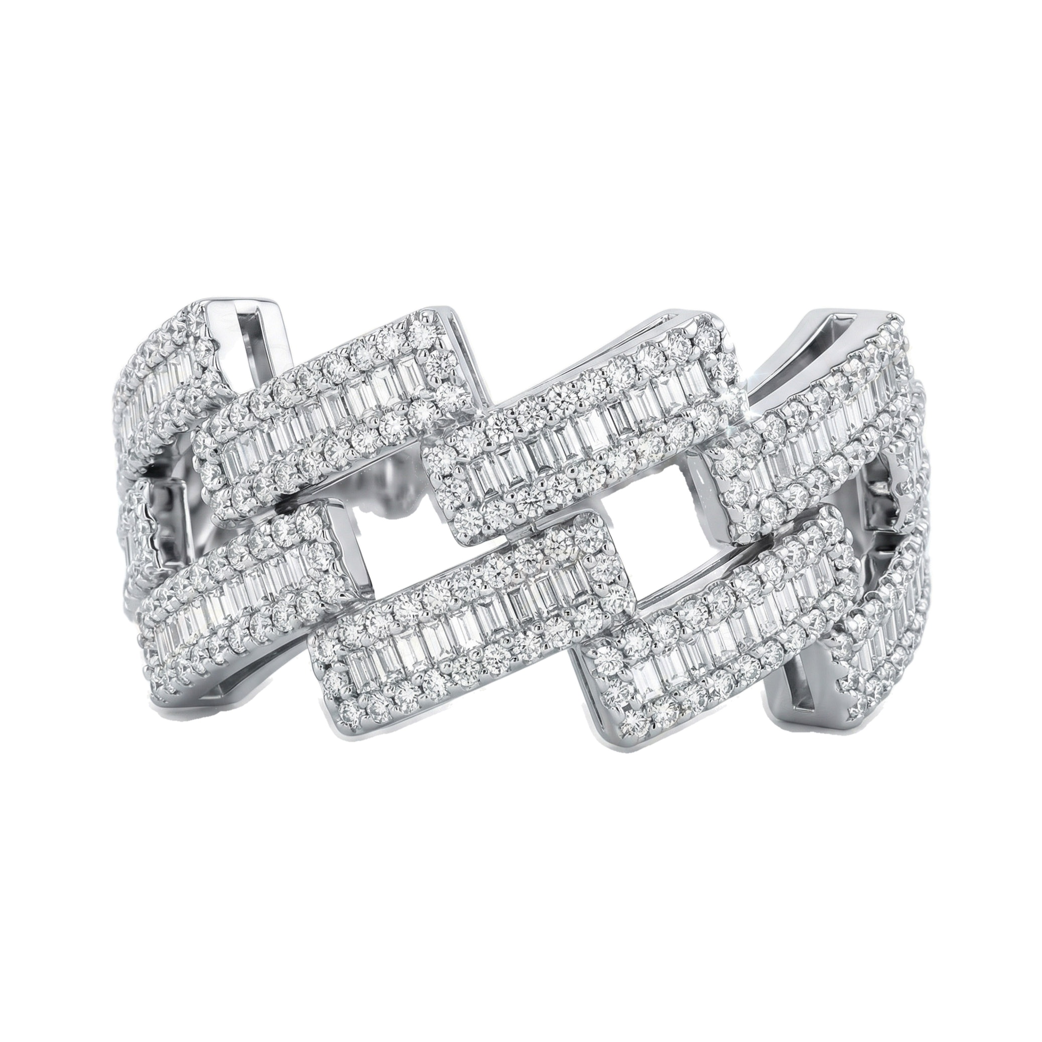 1.25 ct EF VS Lab Grown Diamond Mens Cuban Ring in 14k White Gold