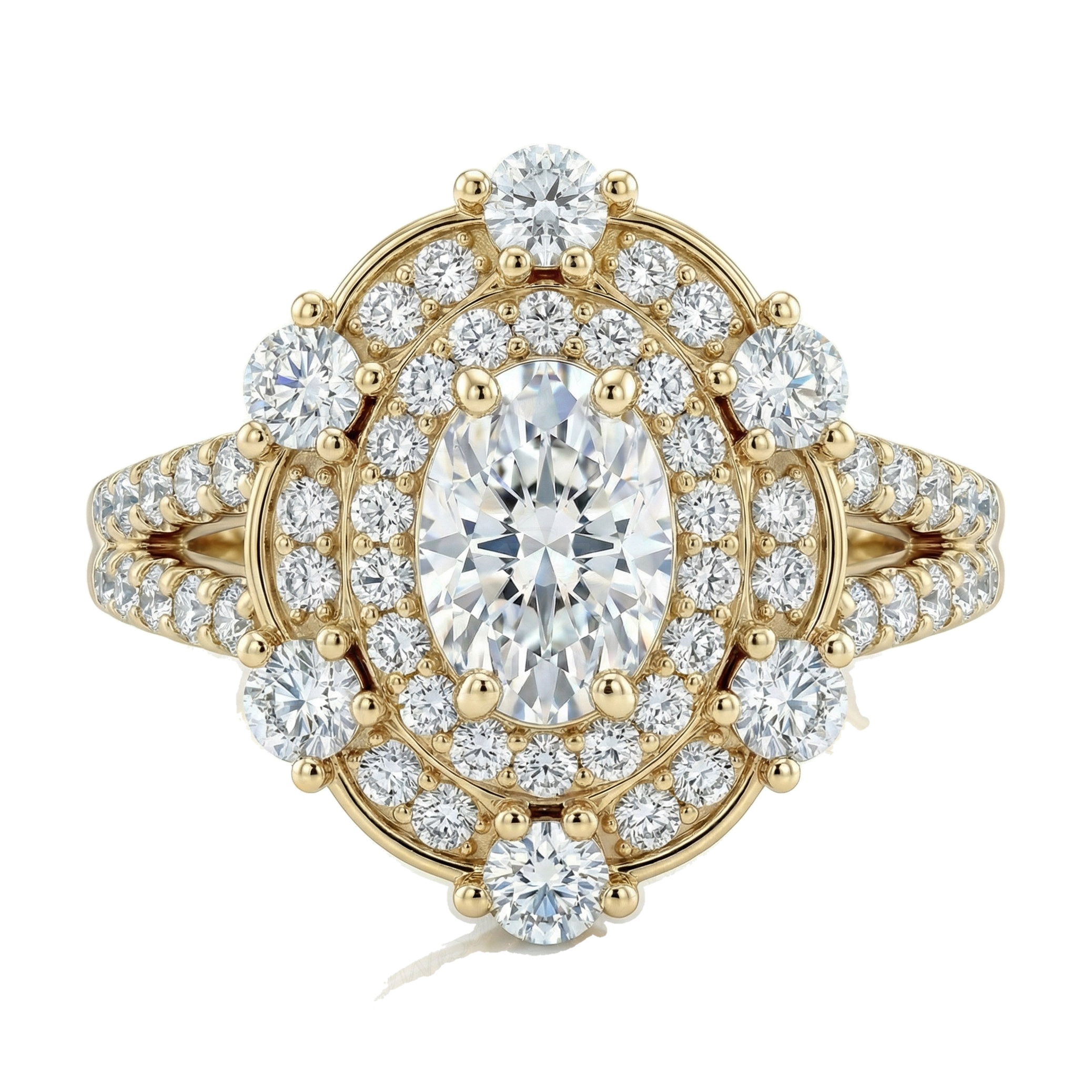 1.33 ct EF VS Lab Grown Diamond Halo Engagement Ring in 14k Yellow Gold