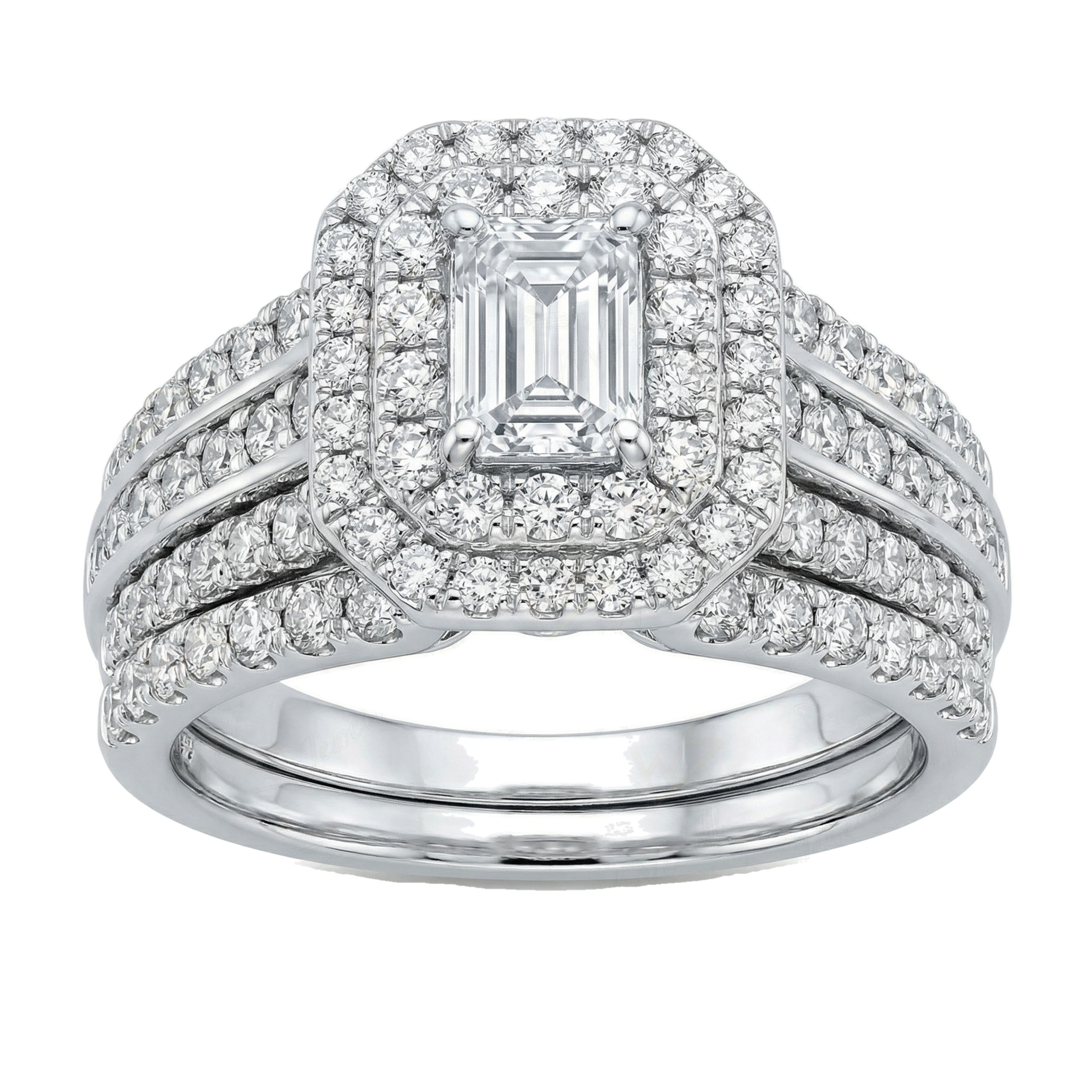 1.33 ct EF VS Lab Grown Diamond Halo Engagement Set in 10k White Gold