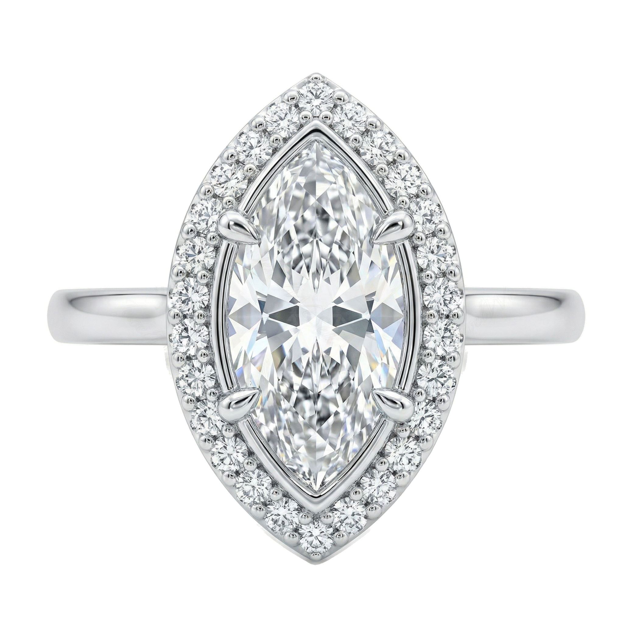 1.50 ct EF VS Lab Grown Diamond Halo Engagement Ring in 10k White Gold
