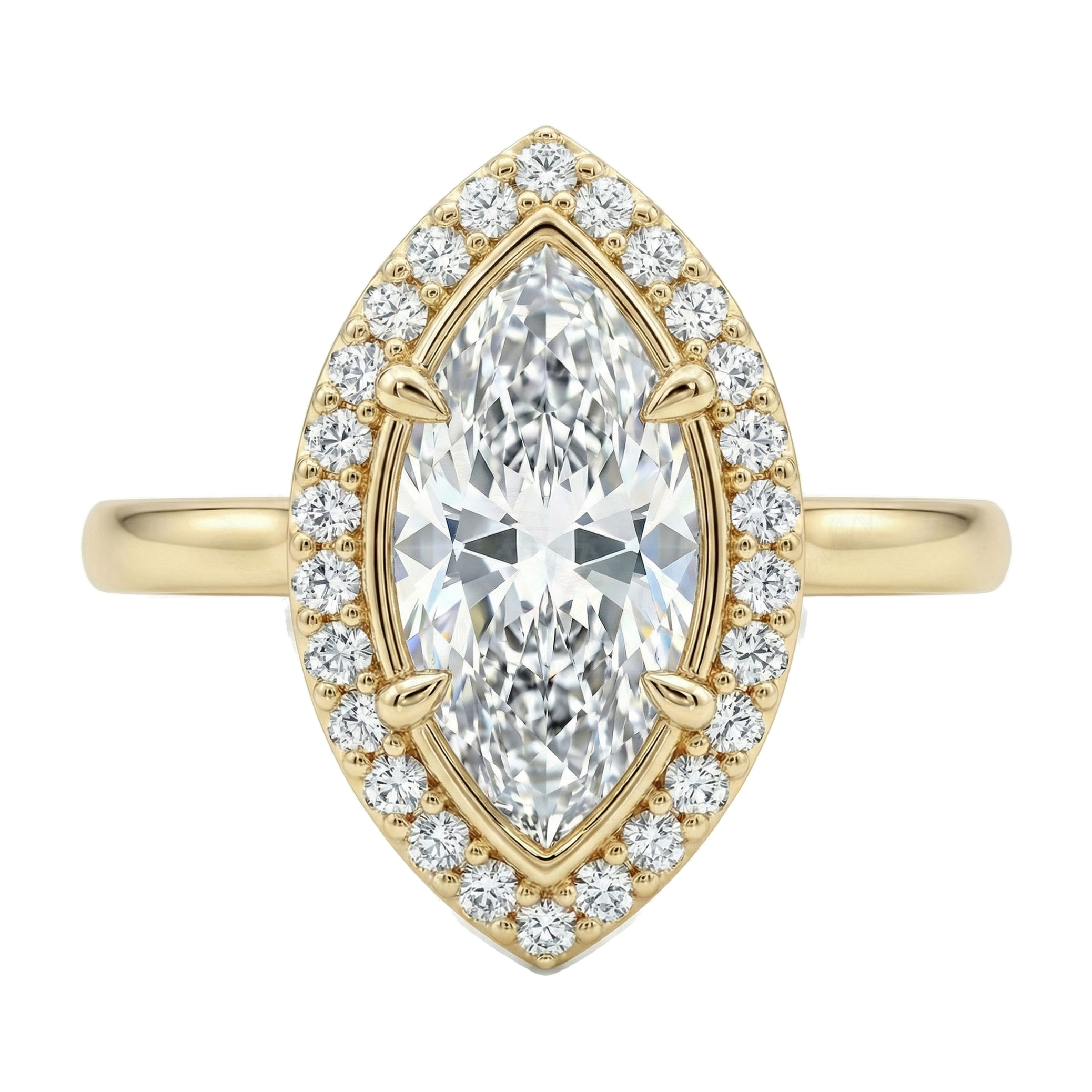 1.50 ct EF VS Lab Grown Diamond Halo Engagement Ring in 14k Yellow Gold