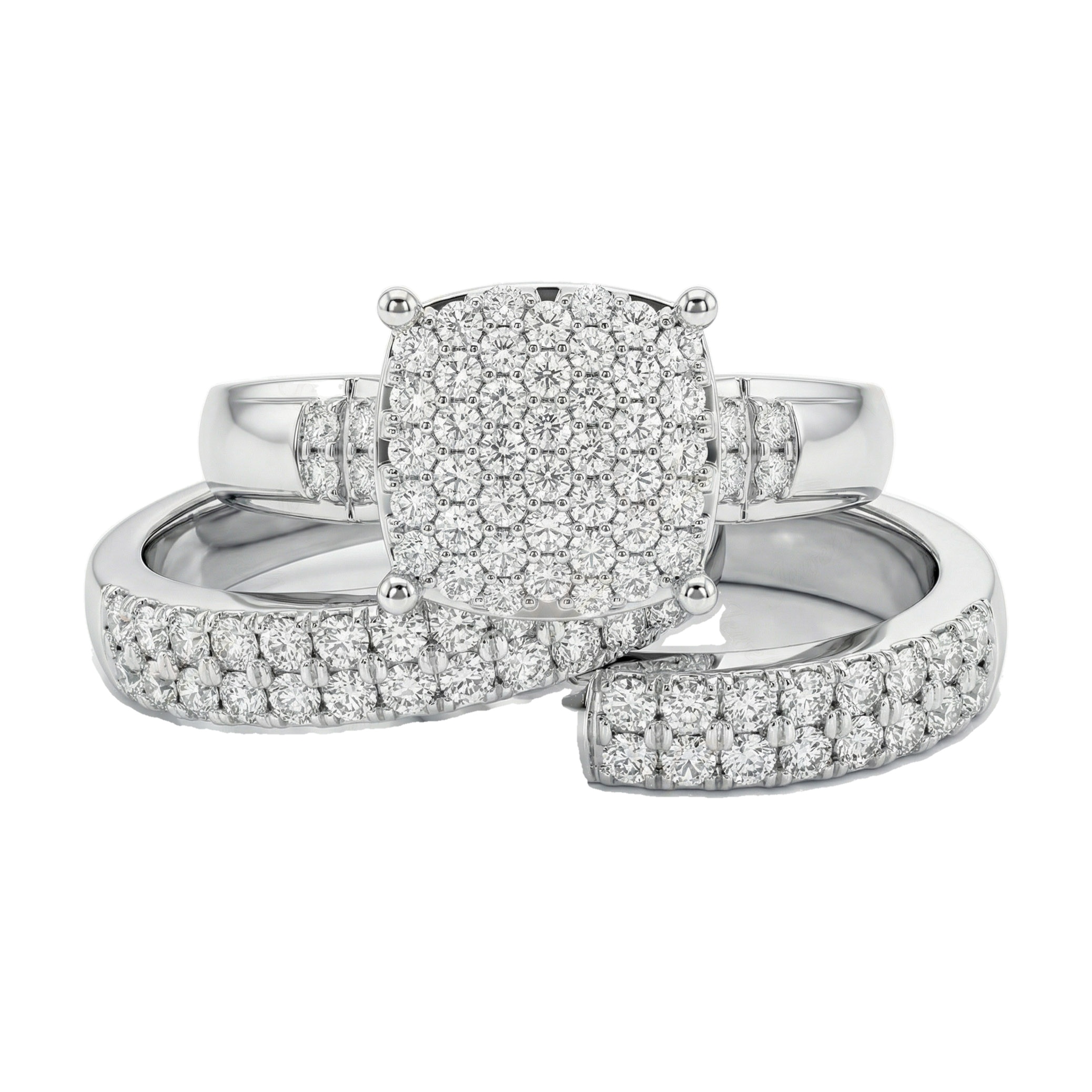 0.90 ct EF VS Lab Grown Diamond Trio Set in 10k White Gold