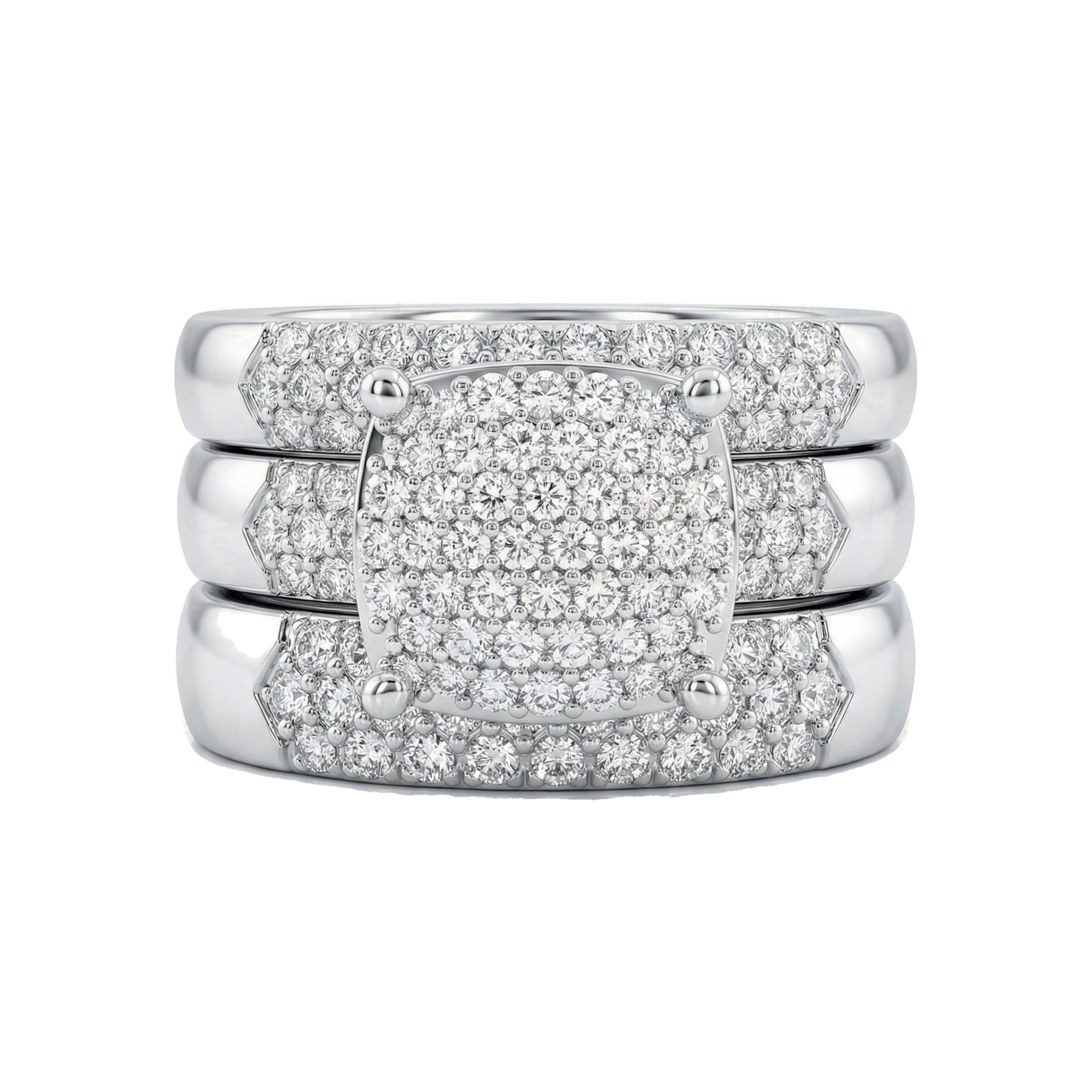 0.90 ct EF VS Lab Grown Diamond Trio Set in 10k White Gold