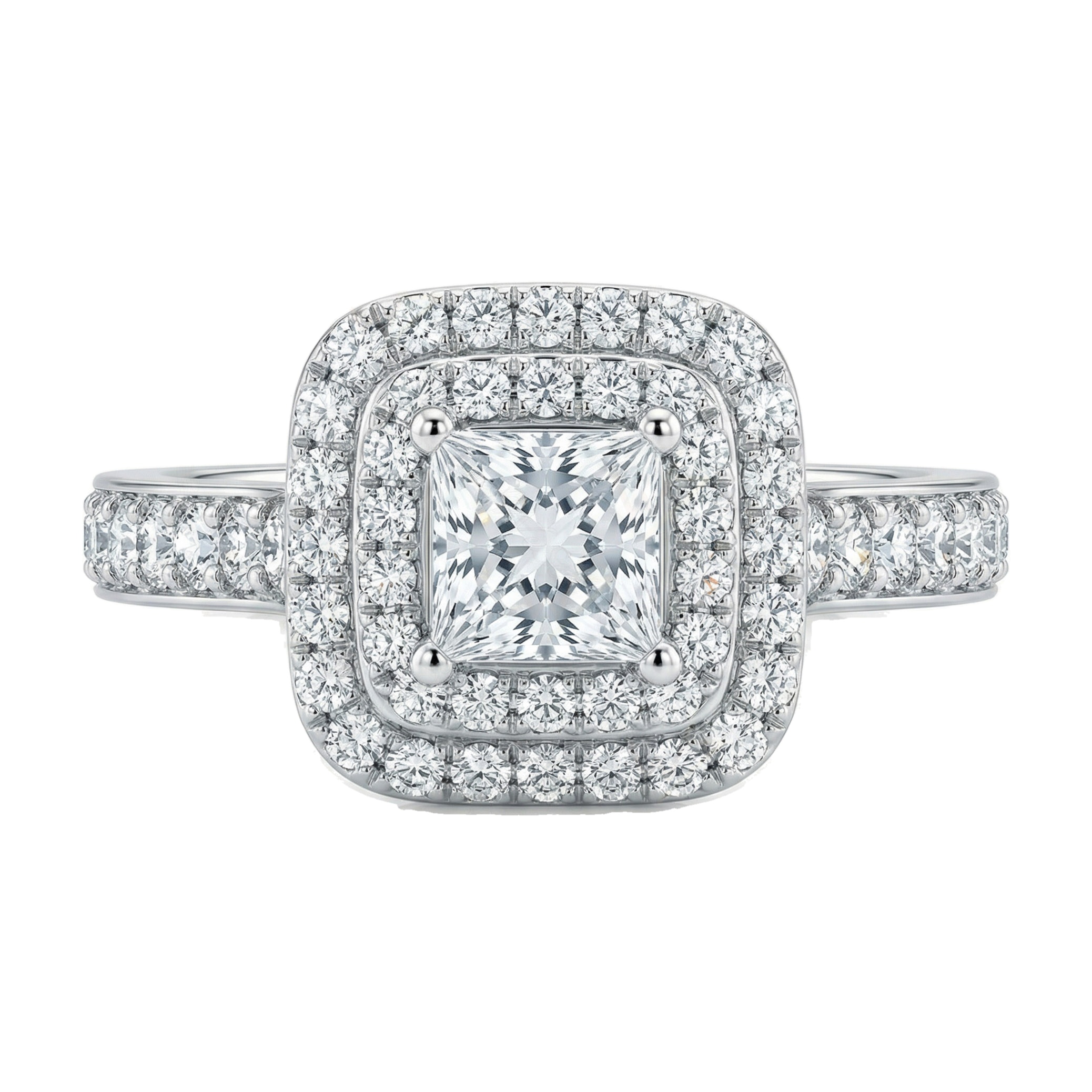 1.00 ct EF VS Lab Grown Diamond Halo Engagement Ring in 14k White Gold