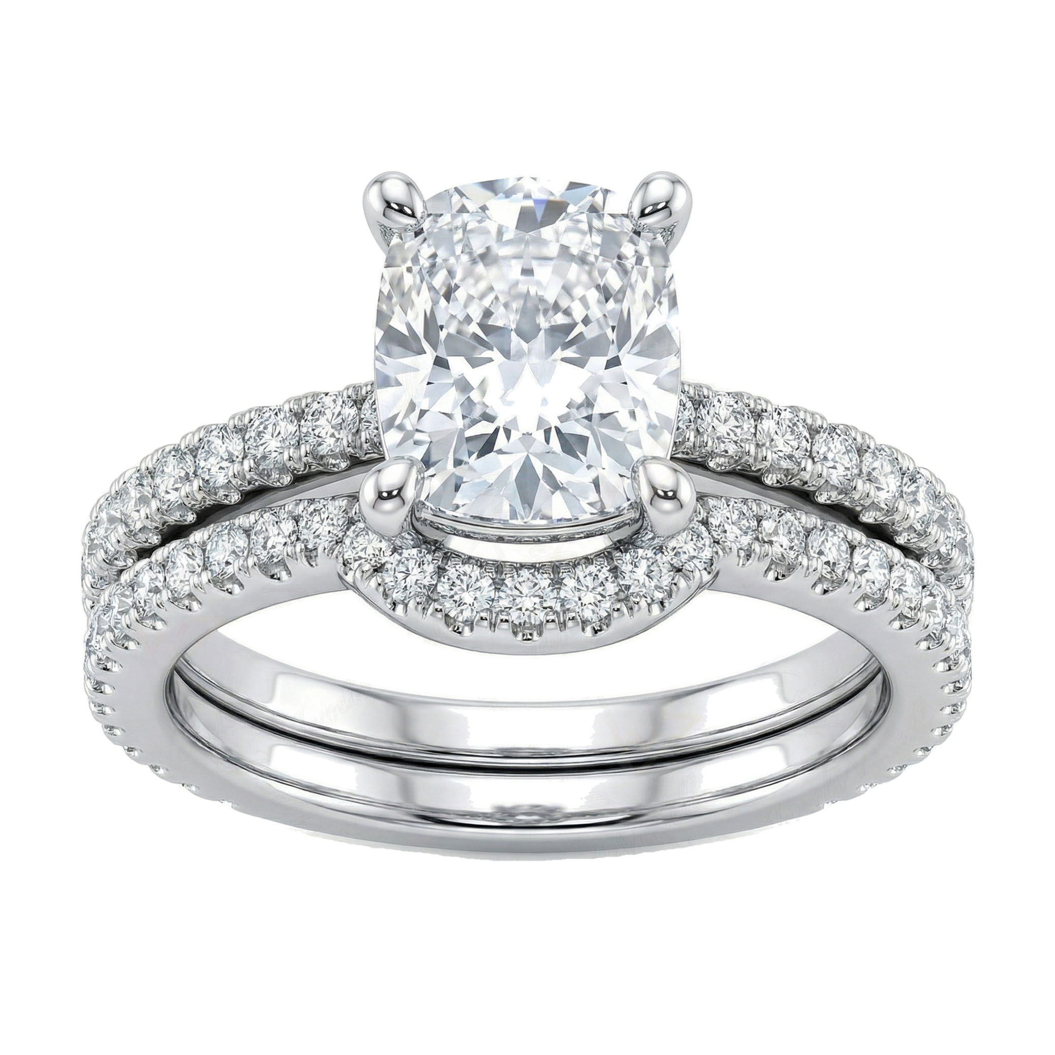 3.90 ct EF VS Lab Grown Diamond Solitaire with Accents Engagement Set in 10k White Gold