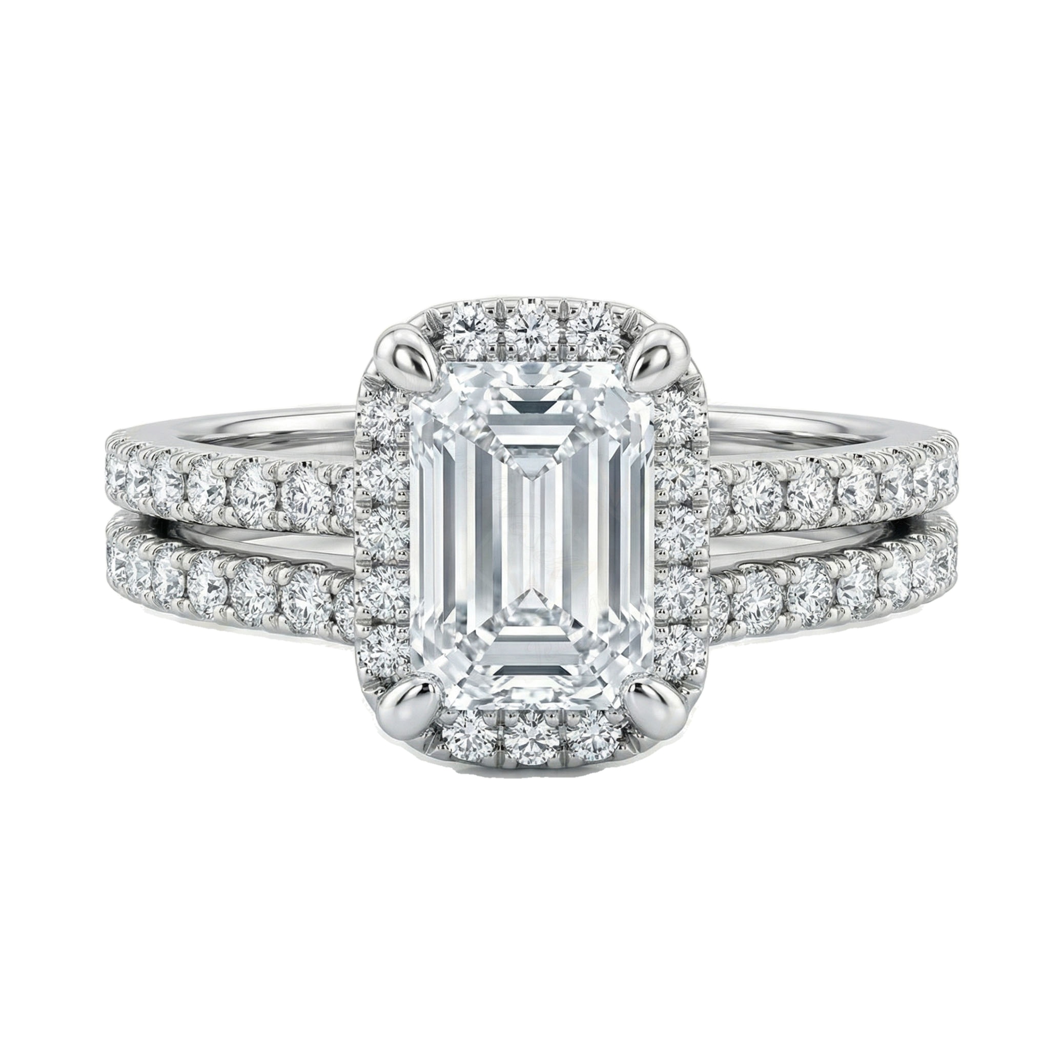 4.00 ct EF VS Lab Grown Diamond Halo Engagement Set in 10k White Gold