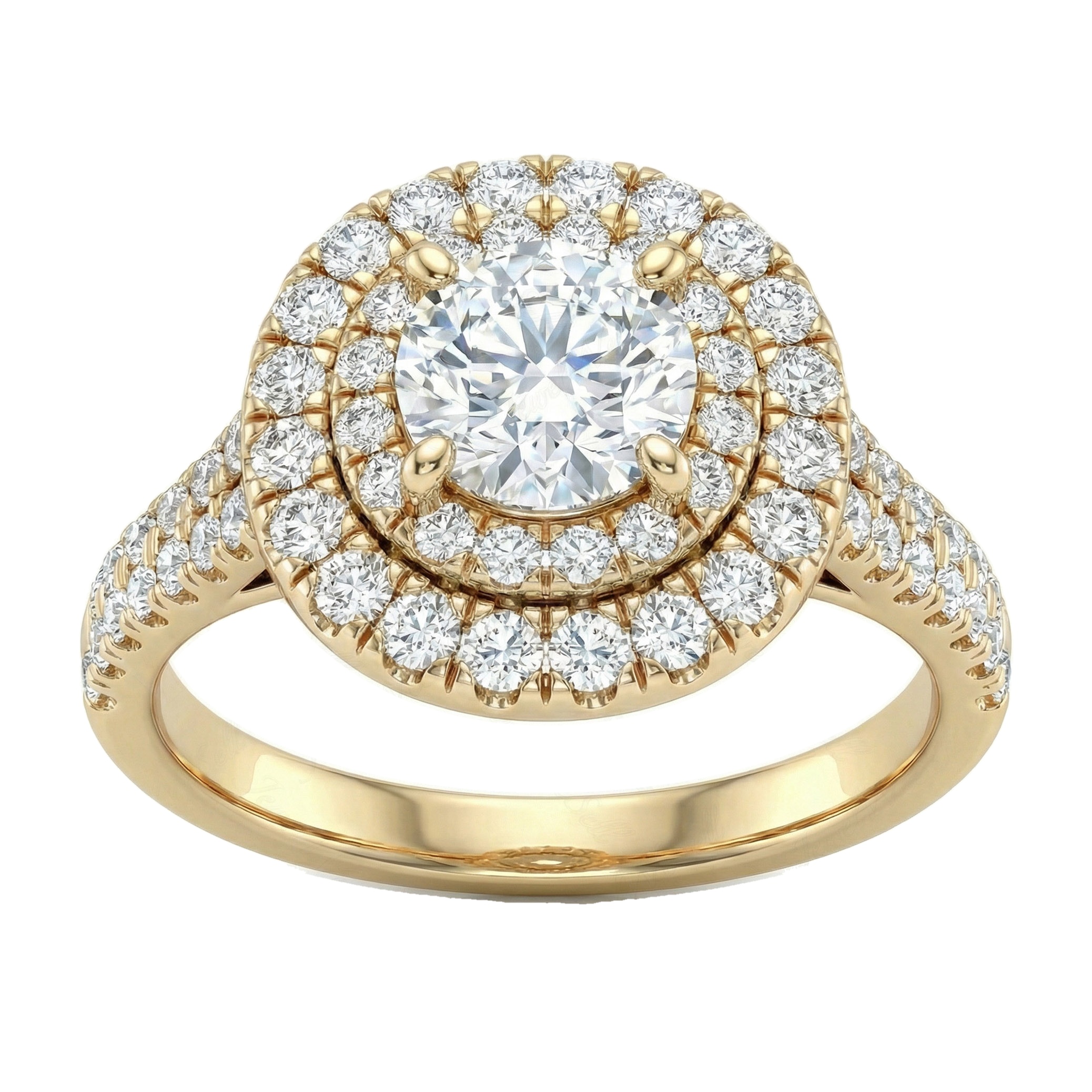 1.90 ct EF VS Lab Grown Diamond Halo Engagement Ring in 14k Yellow Gold