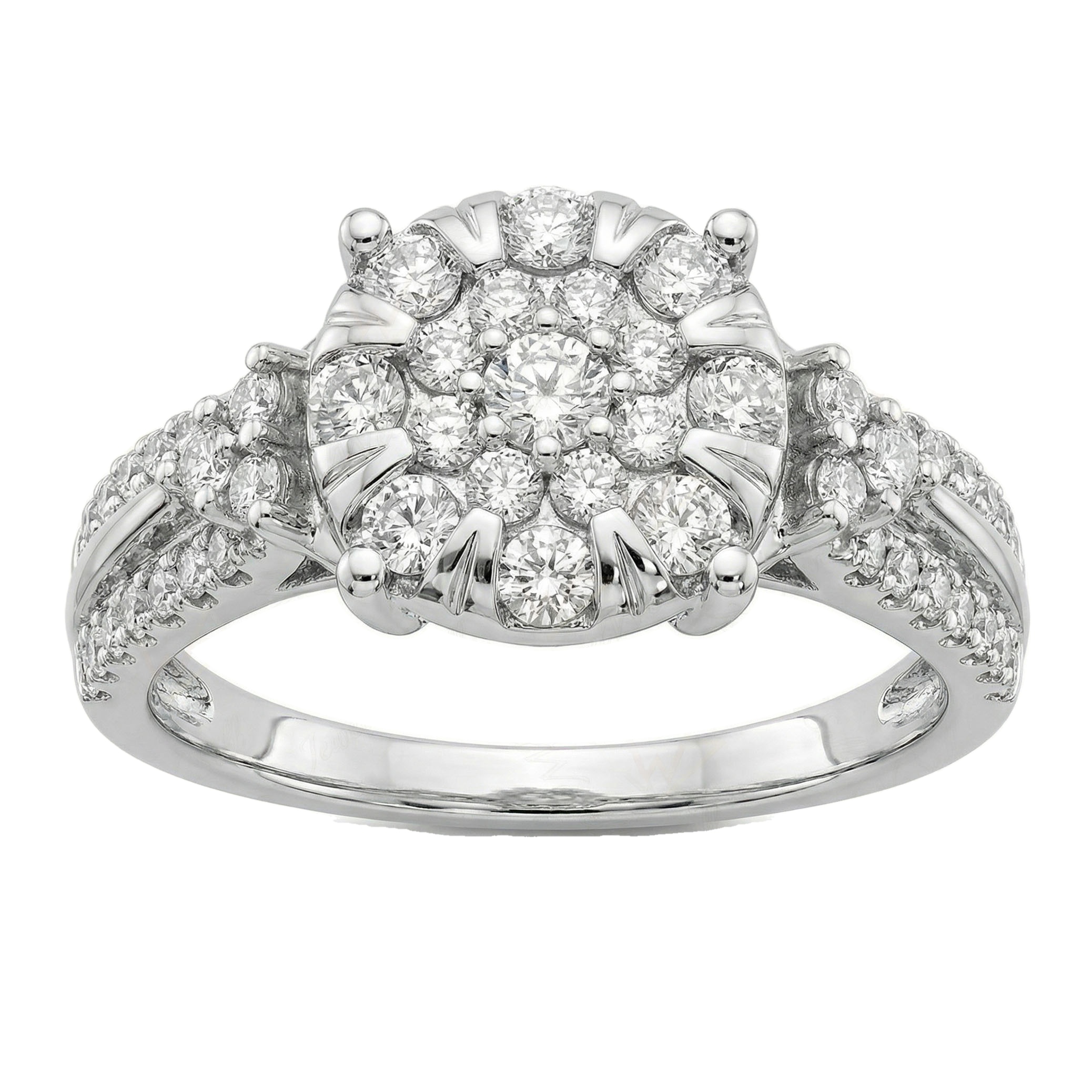 0.66 ct EF VS Lab Grown Diamond Circle Cluster Engagement Ring in 10k White Gold