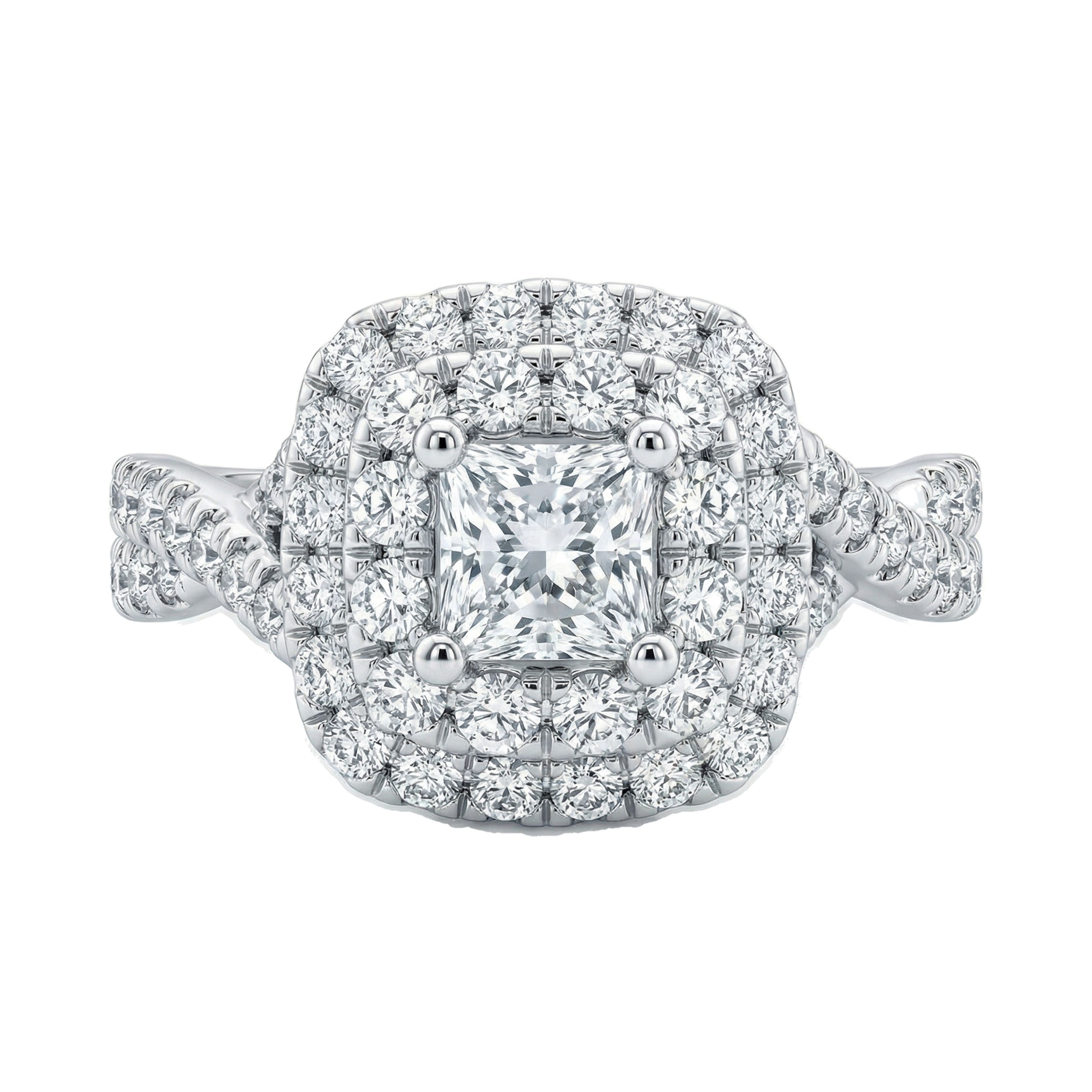 1.15 ct EF VS Lab Grown Diamond Halo Engagement Ring in 14k White Gold