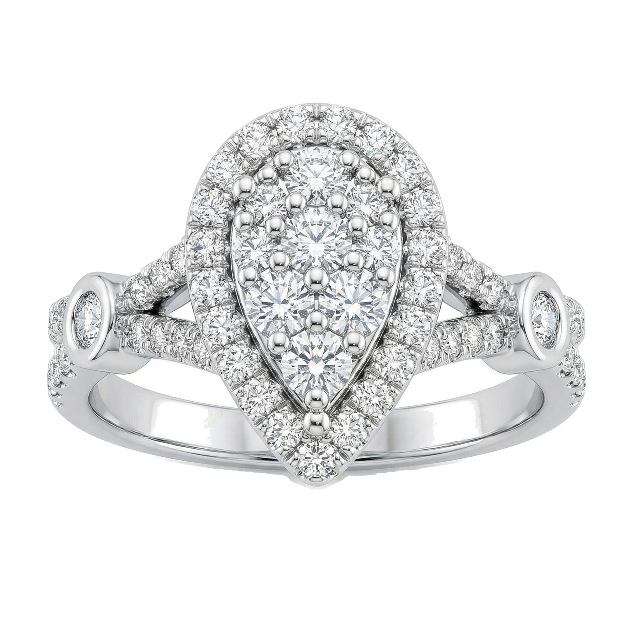 0.66 ct EF VS Lab Grown Diamond Pear Cluster Engagement Ring in 10k White Gold
