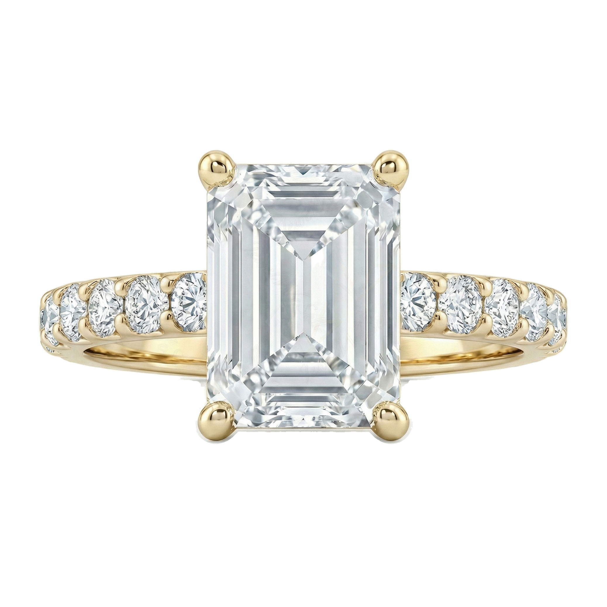 3.20 ct EF VS Lab Grown Diamond Solitaire with Accents Engagement Ring in 10k Yellow Gold