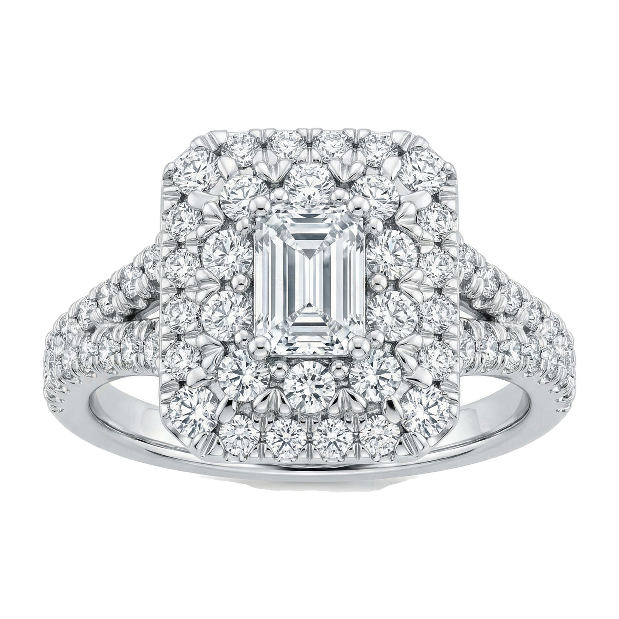 1.40 ct EF VS Lab Grown Diamond Halo Engagement Ring in 14k White Gold