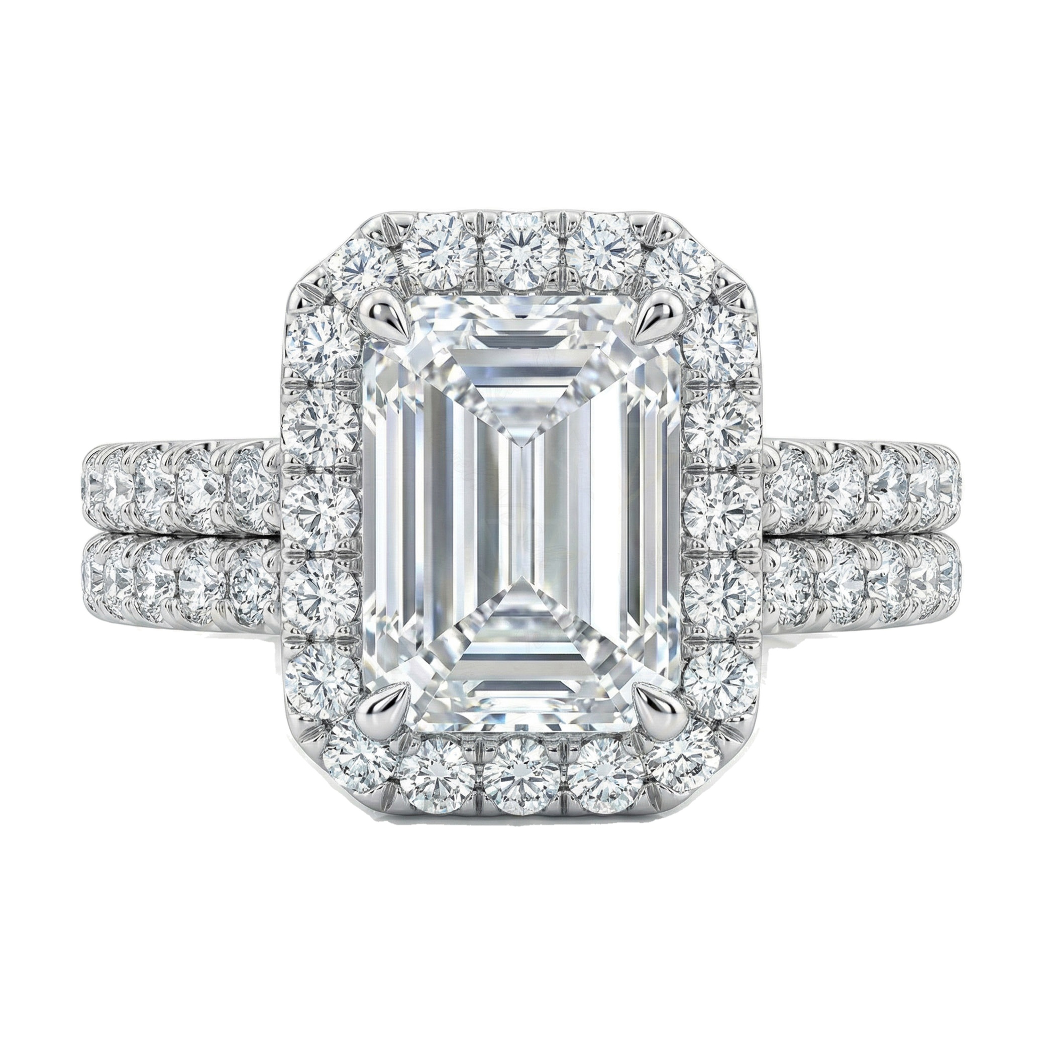 2.33 ct EF VS Lab Grown Diamond Halo Engagement Set in 10k White Gold