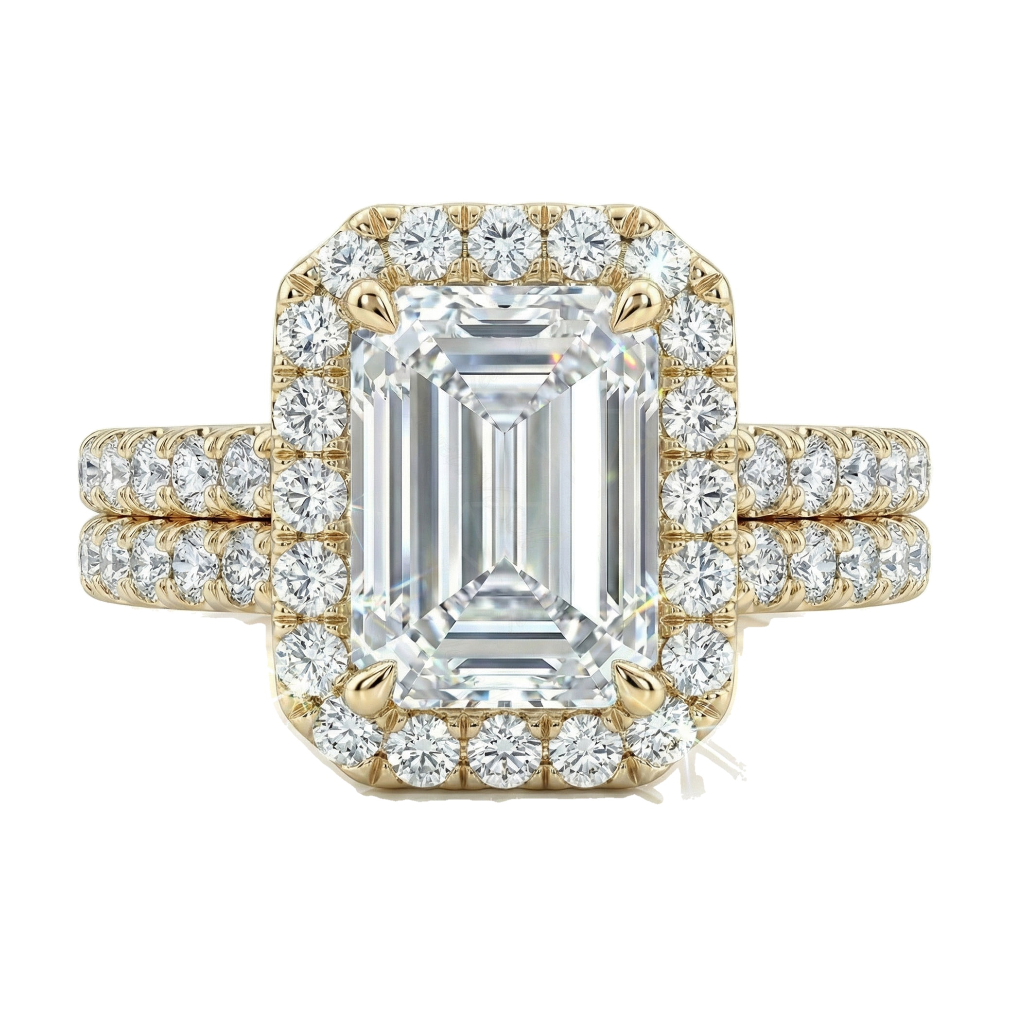 2.33 ct EF VS Lab Grown Diamond Halo Engagement Set in 14k Yellow Gold