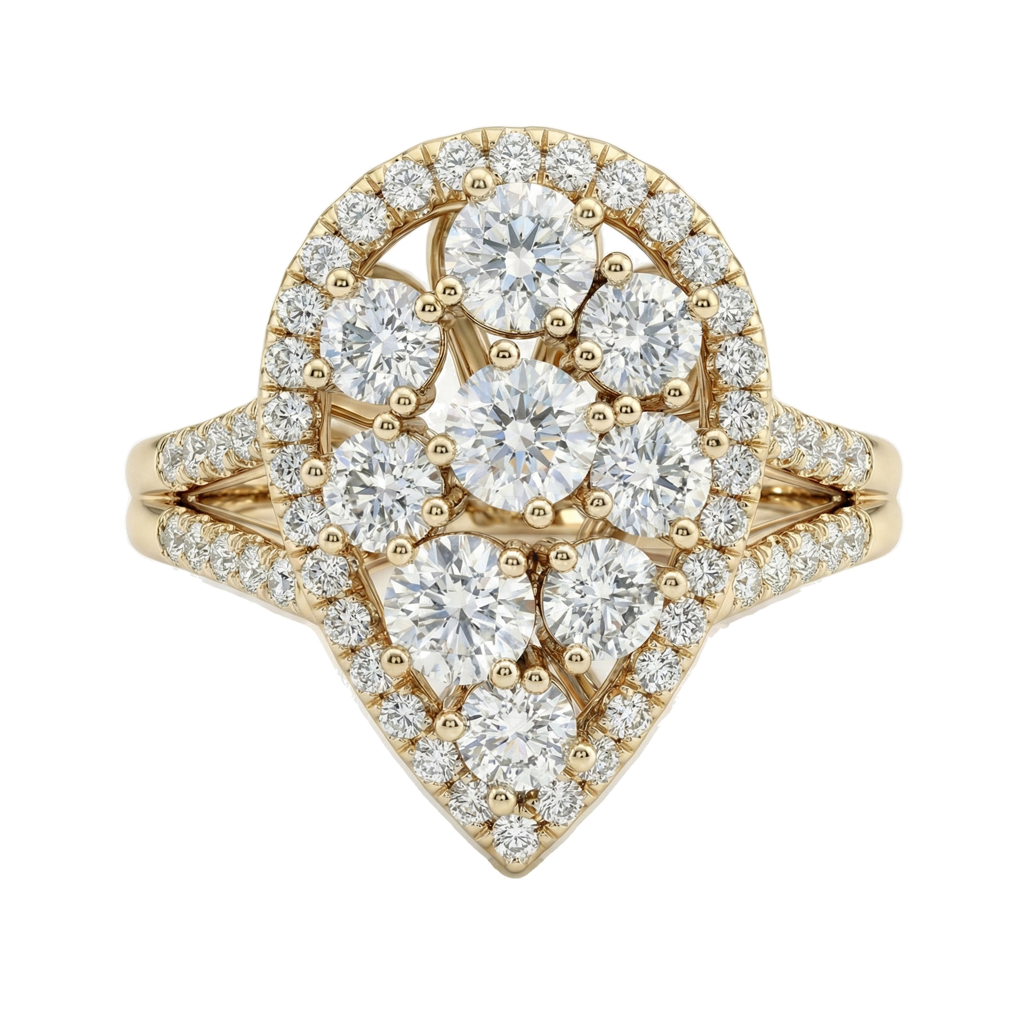 2.00 ct EF VS Lab Grown Diamond Fancy Ring in 10k Yellow Gold