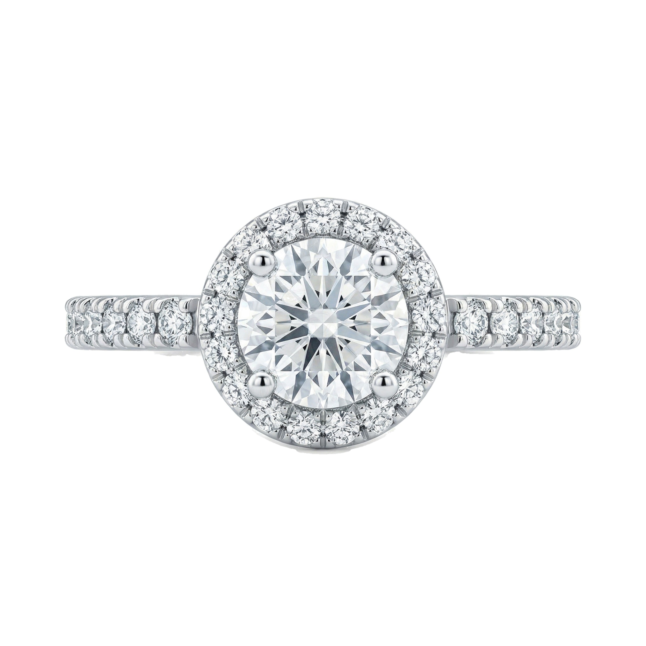 1.50 ct EF VS Lab Grown Diamond Halo Engagement Ring in 14k White Gold