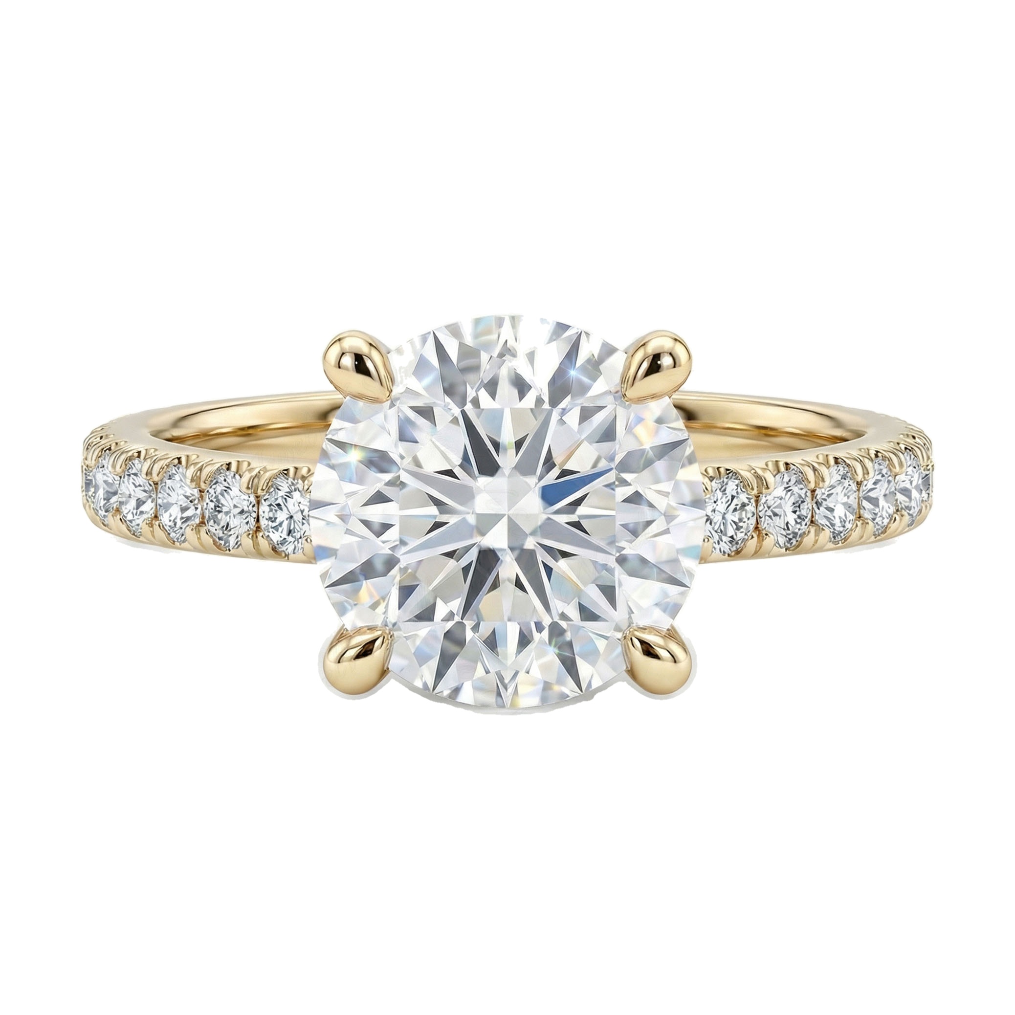 1.25 ct EF VS Lab Grown Diamond Solitaire with Accents Engagement Ring in 10k Yellow Gold