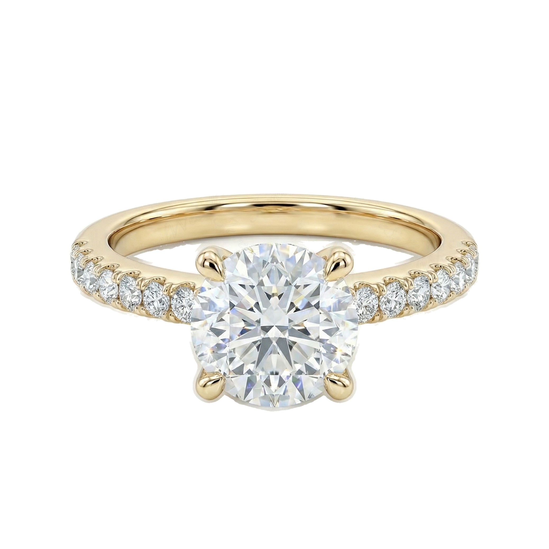 1.33 ct EF VS Lab Grown Diamond Solitaire with Accents Engagement Ring in 10k Yellow Gold