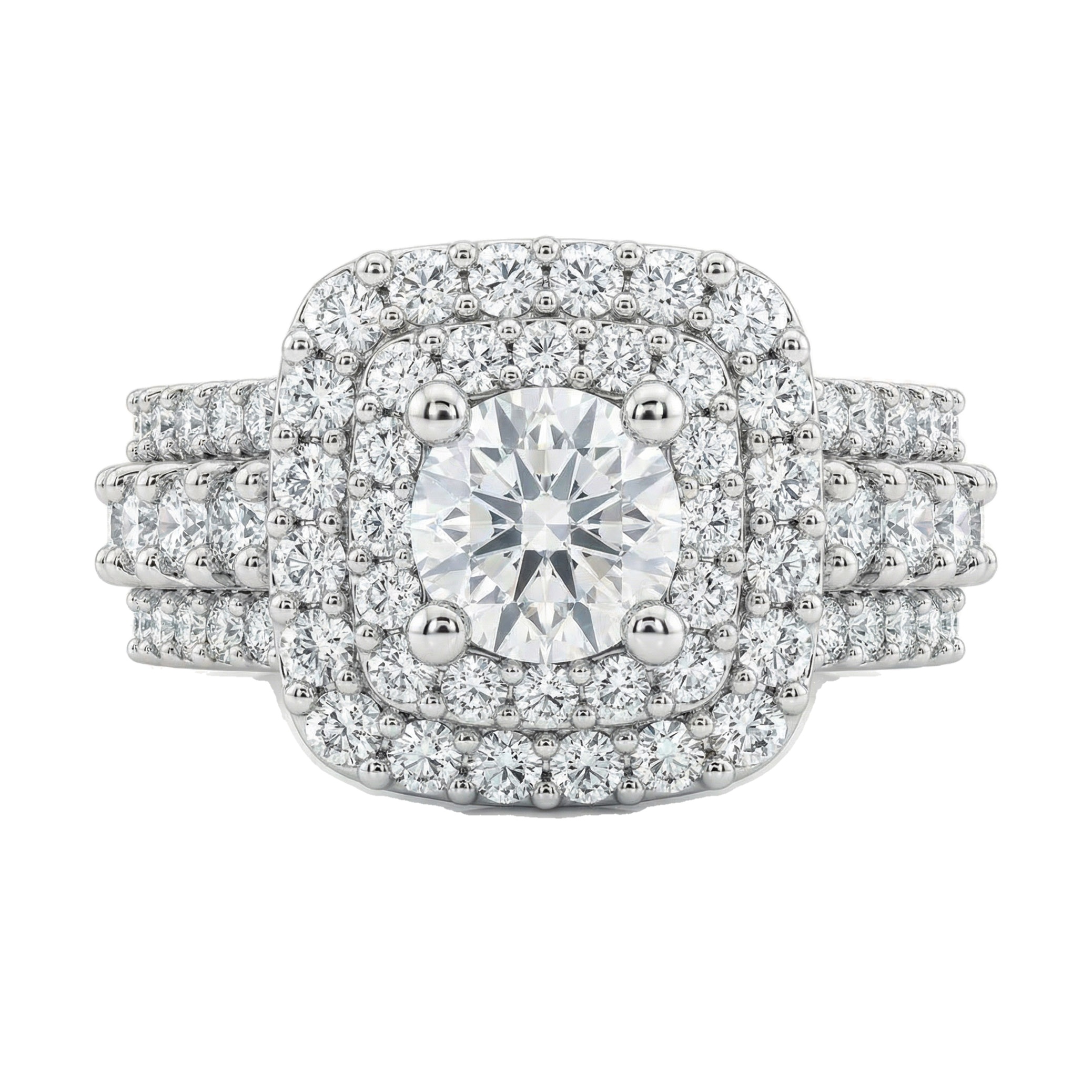 3.33 ct EF VS Lab Grown Diamond Halo Engagement Ring in 10k White Gold