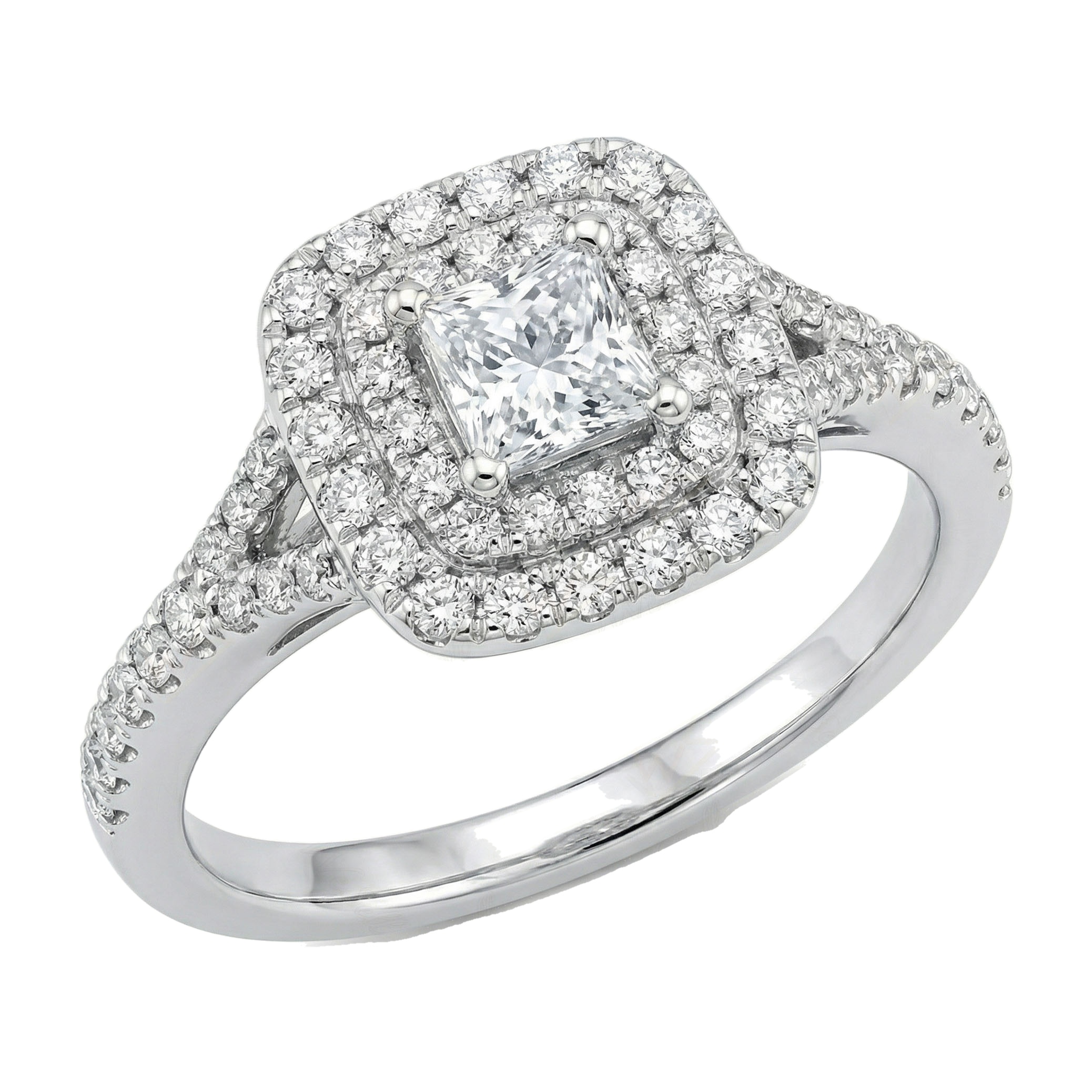 0.80 ct EF VS Lab Grown Diamond Halo Engagement Ring in 14k White Gold