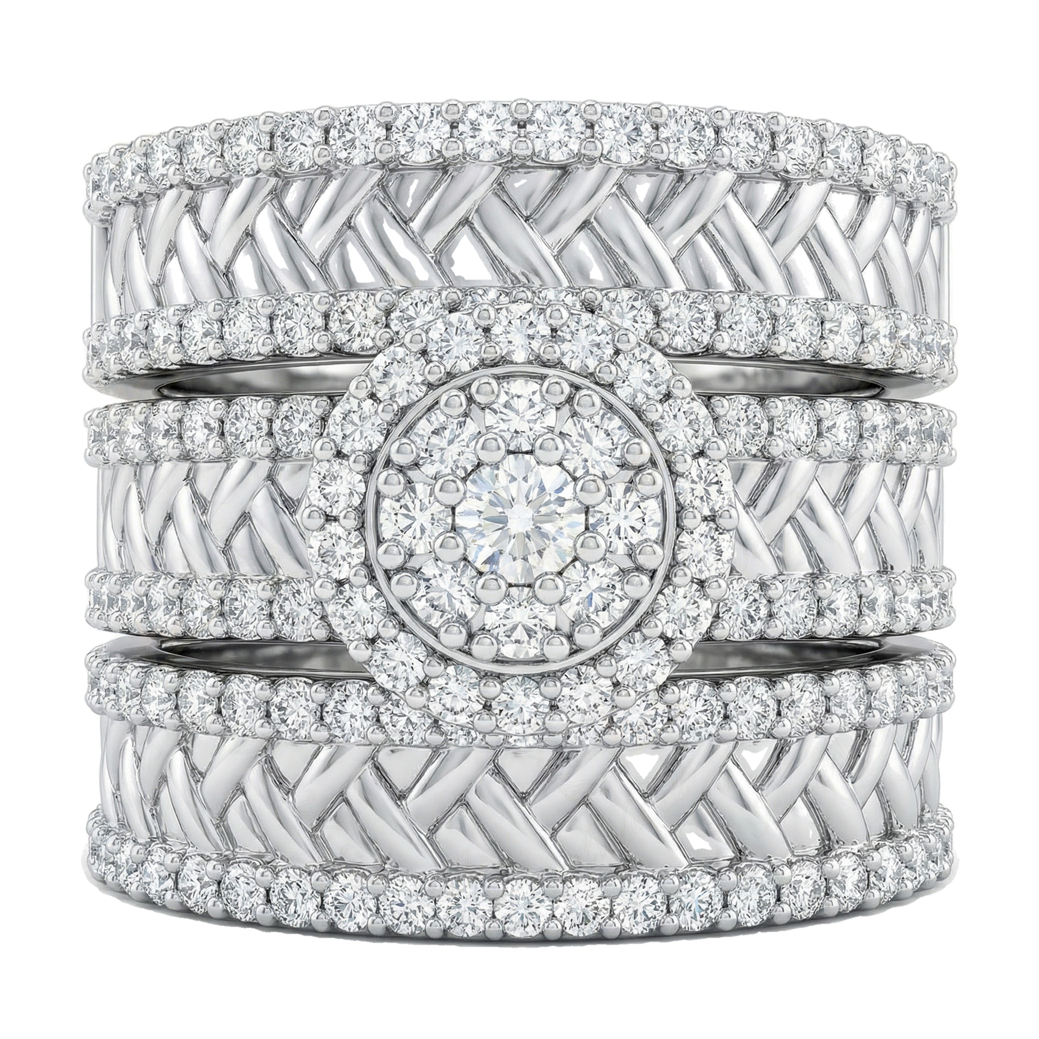 1.80 ct EF VS Lab Grown Diamond Trio Set in 14k White Gold