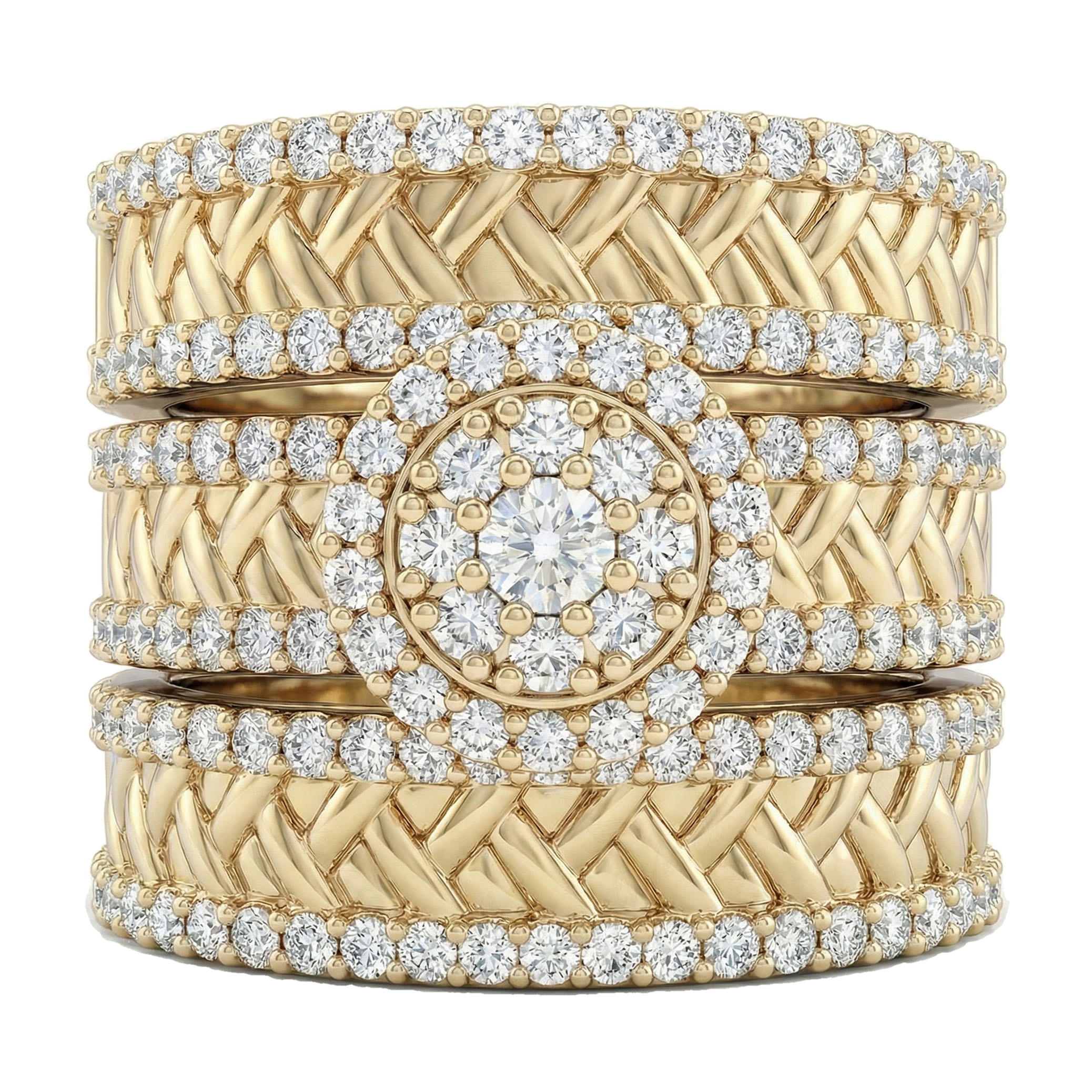 1.80 ct EF VS Lab Grown Diamond Trio Set in 10k Yellow Gold