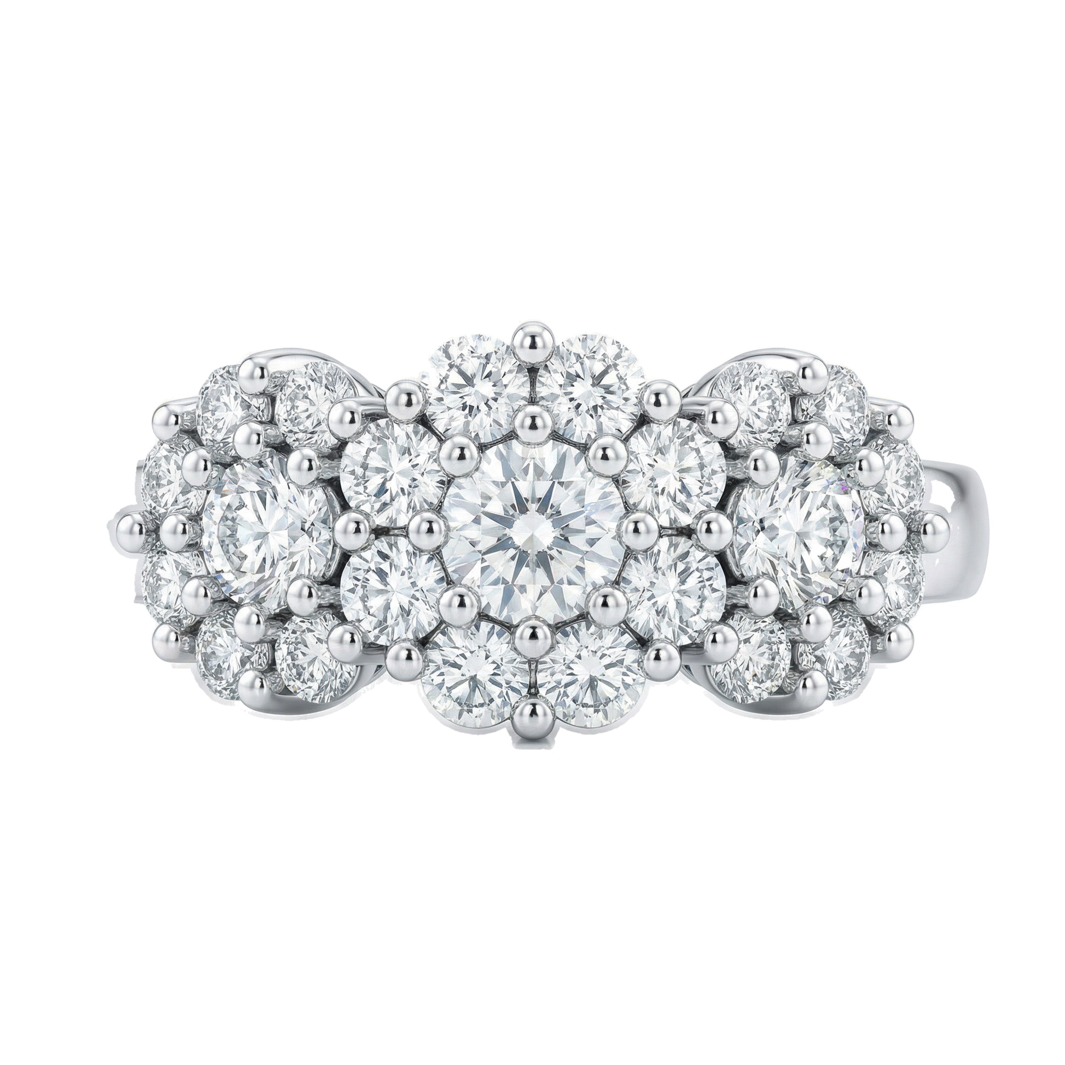 1.40 ct EF VS Lab Grown Diamond Three Stone Engagement Ring in 14k White Gold