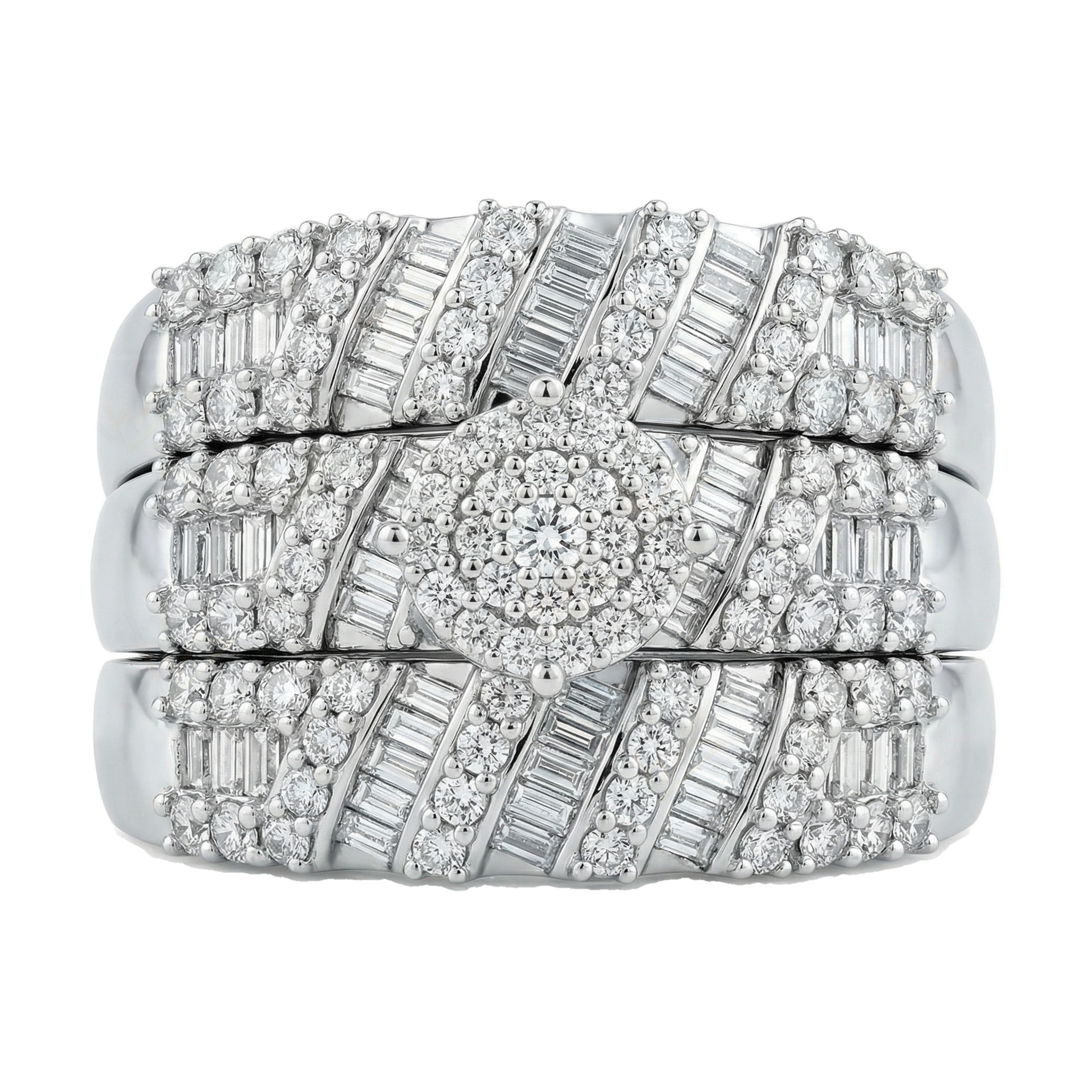 2.90 ct EF VS Lab Grown Diamond Trio Set in 10k White Gold