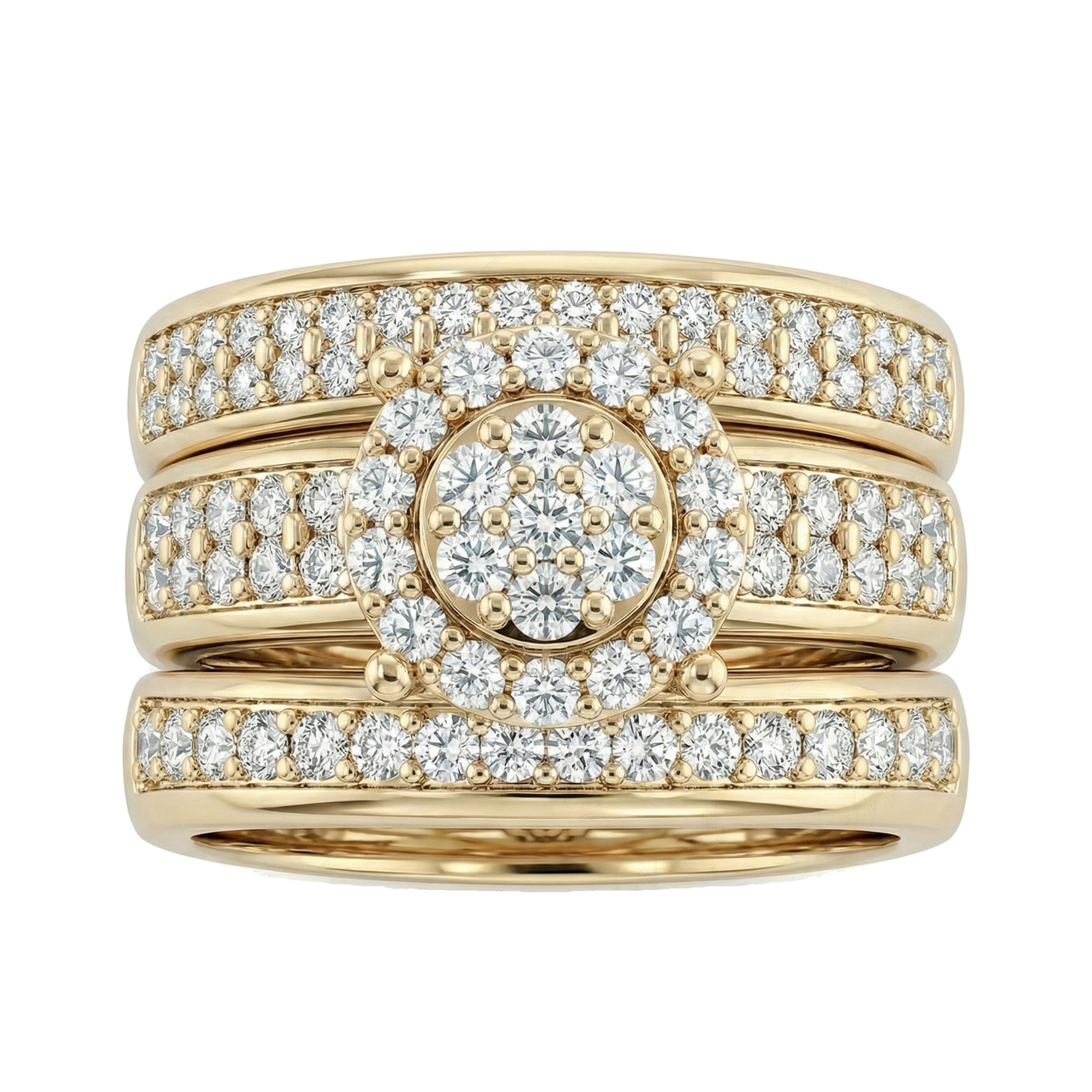 1.66 ct EF VS Lab Grown Diamond Trio Set in 10k Yellow Gold