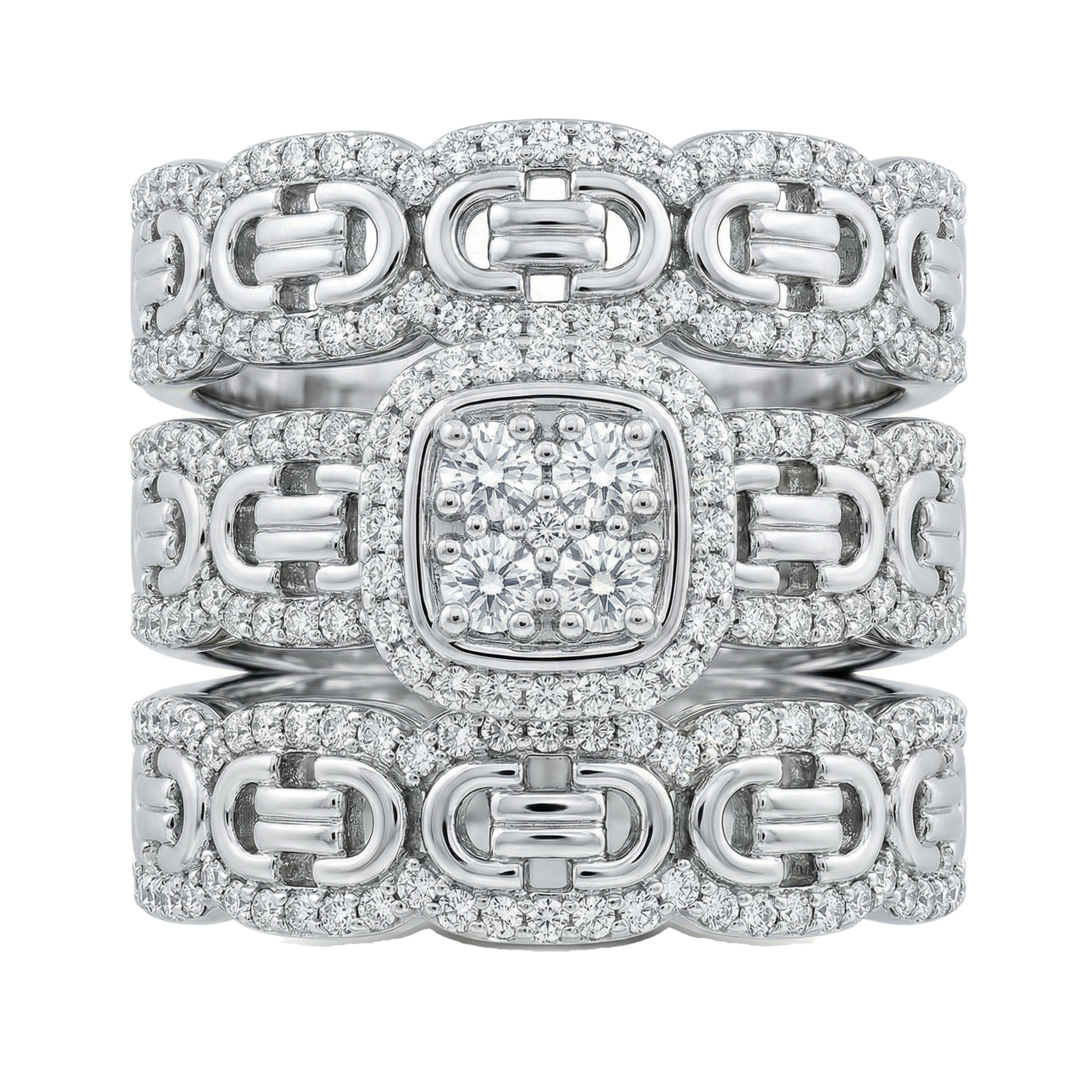 1.25 ct EF VS Lab Grown Diamond Trio Set in 10k White Gold