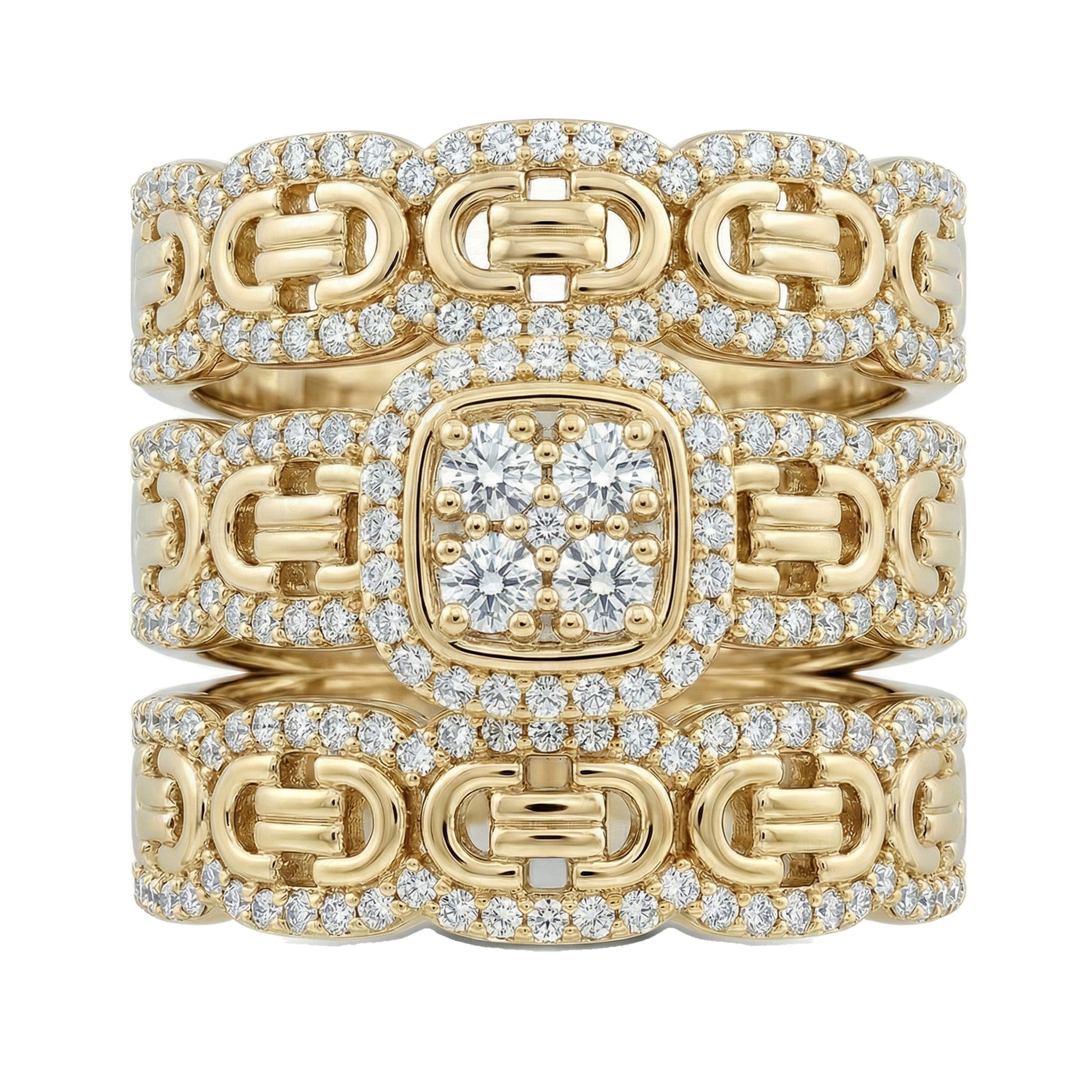 1.25 ct EF VS Lab Grown Diamond Trio Set in 14k Yellow Gold
