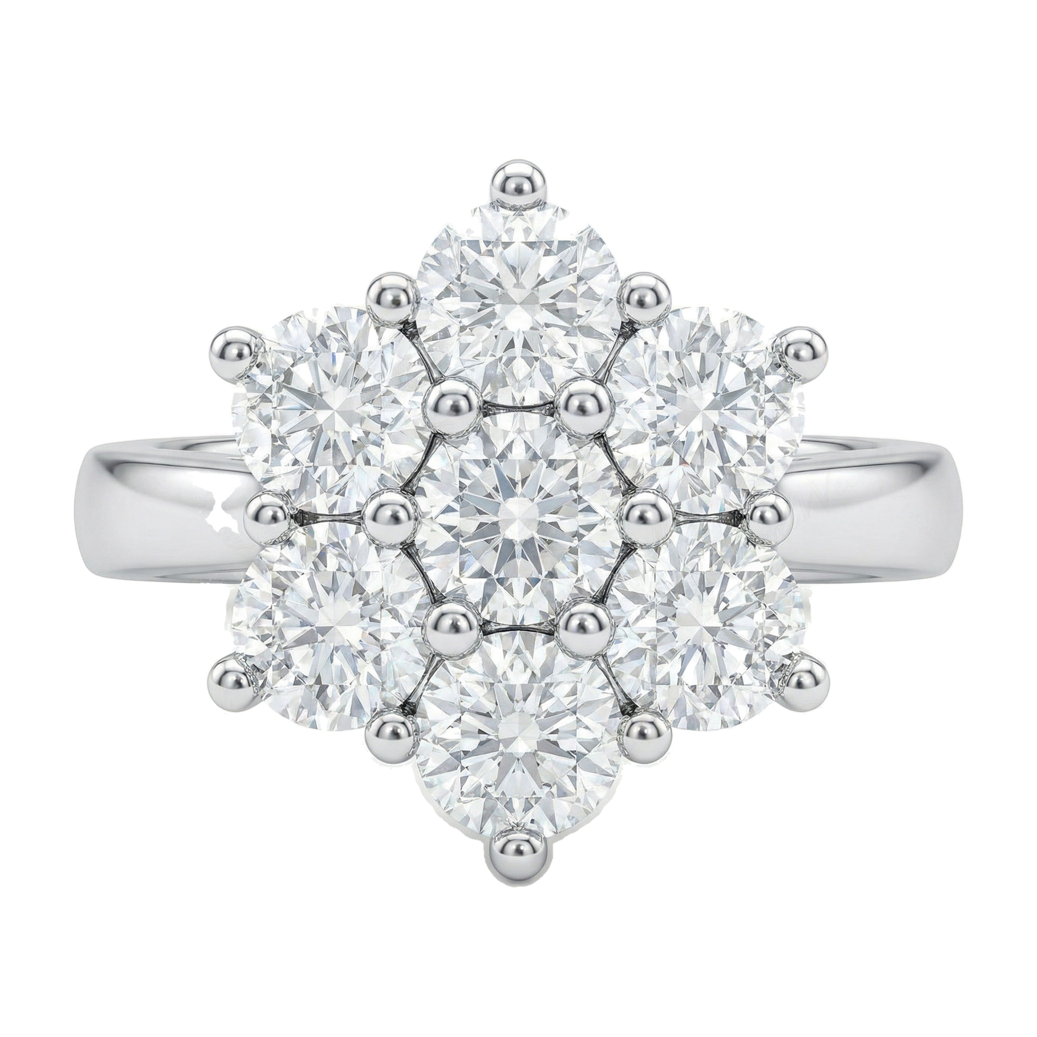 1.20 ct EF VS Lab Grown Diamond Cluster Engagement Ring in 14k White Gold