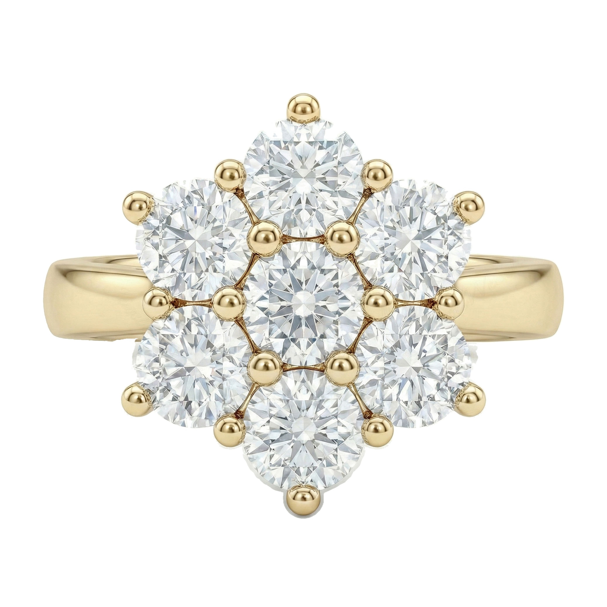 1.20 ct EF VS Lab Grown Diamond Cluster Engagement Ring in 14k Yellow Gold